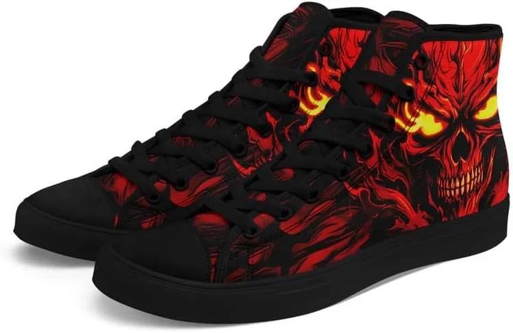 کفشهای کتانی ساق بلند طرح اسکلت مد روز، کفشهای بند دار کلاسیک، کفشهای پیادهروی تنیس هیپ هاپ خنک و غیررسمی برای مردان و زنان کفشهای کتانی ساق بلند طرح اسکلت مد روز، کفشهای بند دار کلاسیک، کفشهای پیادهروی تنیس هیپ هاپ خنک و غیررسمی برای مردان و زنان