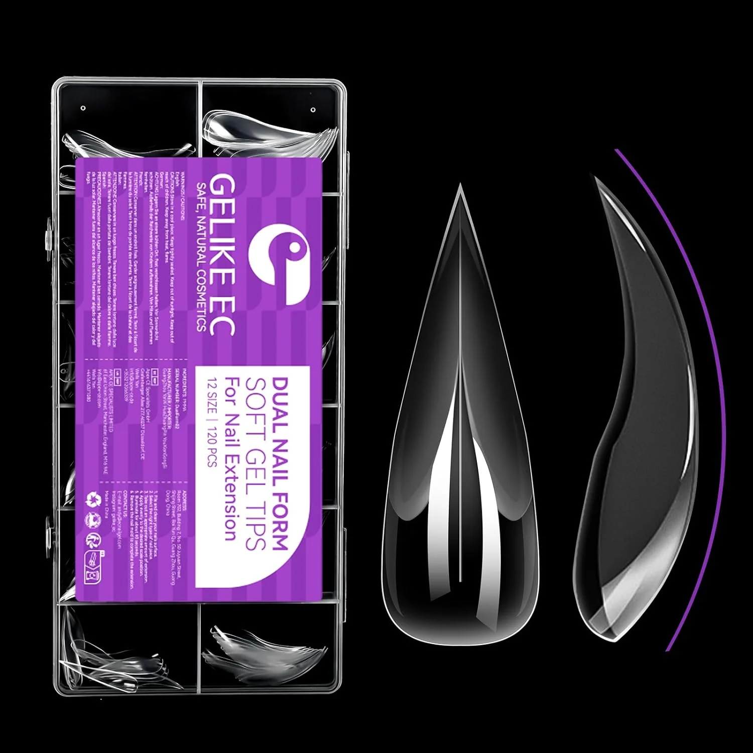 قالب های دوگانه ژلیک EC Cat برای کاشت ناخن: 120 عدد قالب رنگی ناخن، 12 سایز قالب ناخن برای بیلدر ژل، قالب های نیمه مات برای طراحی هنری ناخن، مناسب سالن و استفاده شخصی