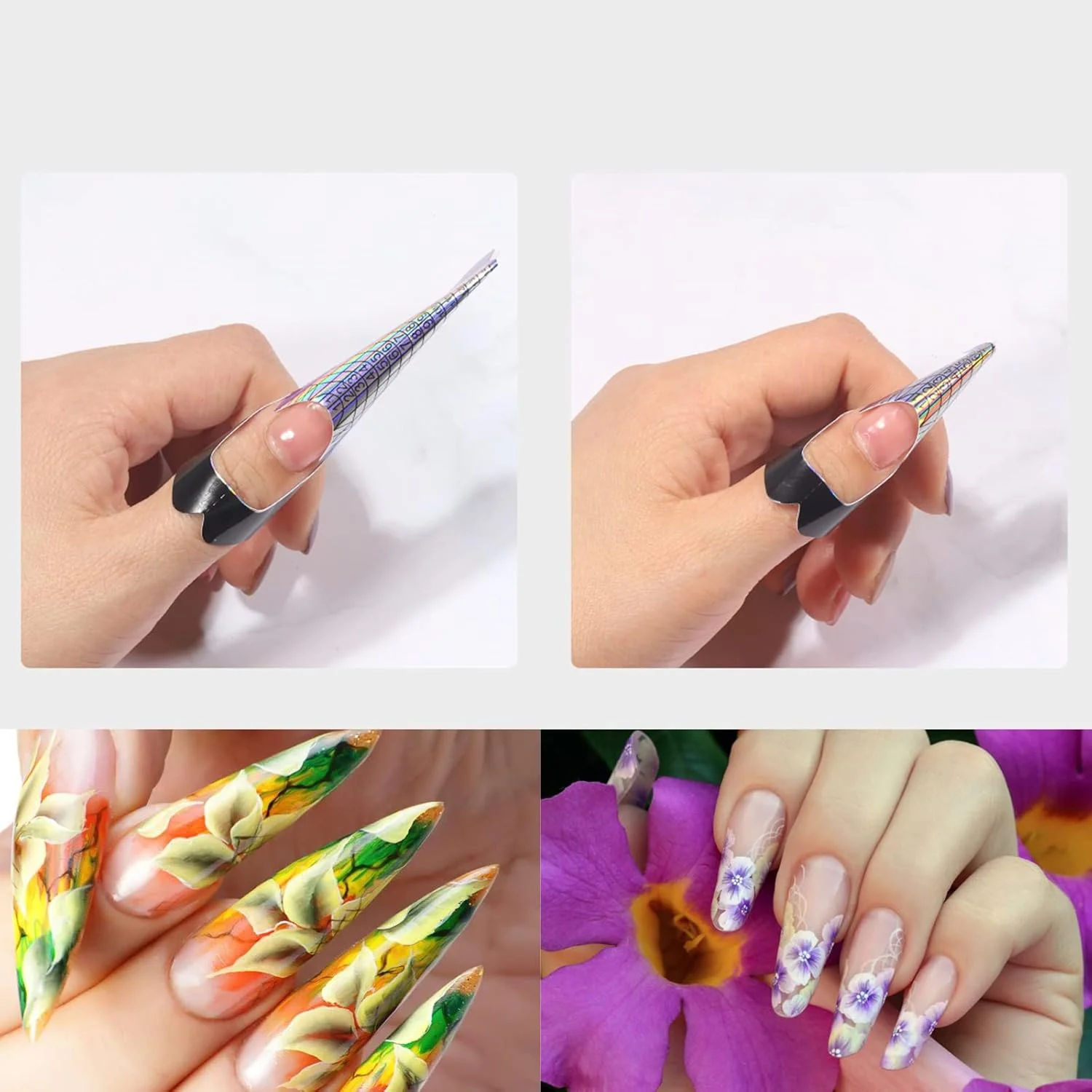 فاوونو 300 عدد فرم ناخن، راهنمای نوک ناخن، استیکر، چسب ضد گرد و غبار، کاغذ فرم اکستنشن ناخن، ابزار ناخن