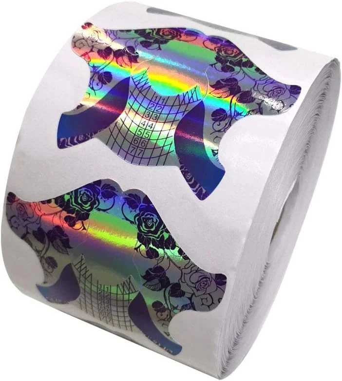 500 عدد فرم ناخن لیزری، فرم های اکستنشن لاک ژل، نوک های اکریلیک، تزئینات طراحی ناخن، فر ژل ناخن DIY