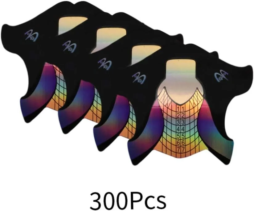 قالب های اکستنشن ناخن سینی کاغذی راهنمای نوک هنر ناخن ابزار مانیکور 300 عددی، ابزار و لوازم ناخن