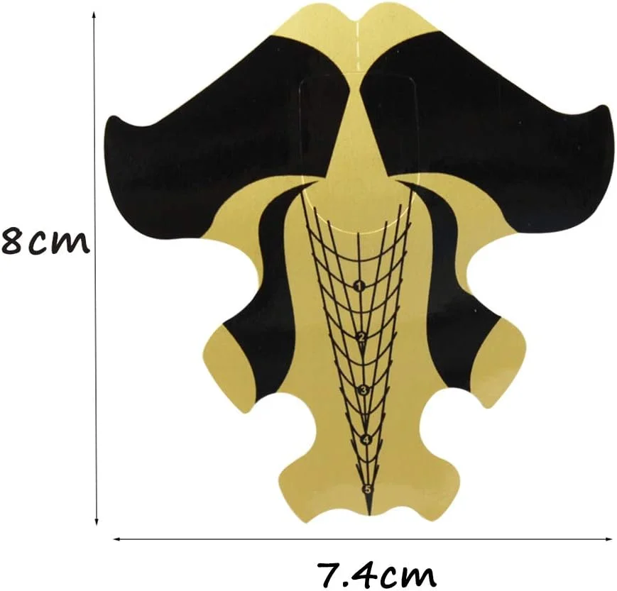 فرم های ناخن استیلتو چسبی FingerAngel، بسته 100 عددی، مناسب برای ژل UV و اکریلیک، رنگ طلایی، فرم های اکستنشن ناخن