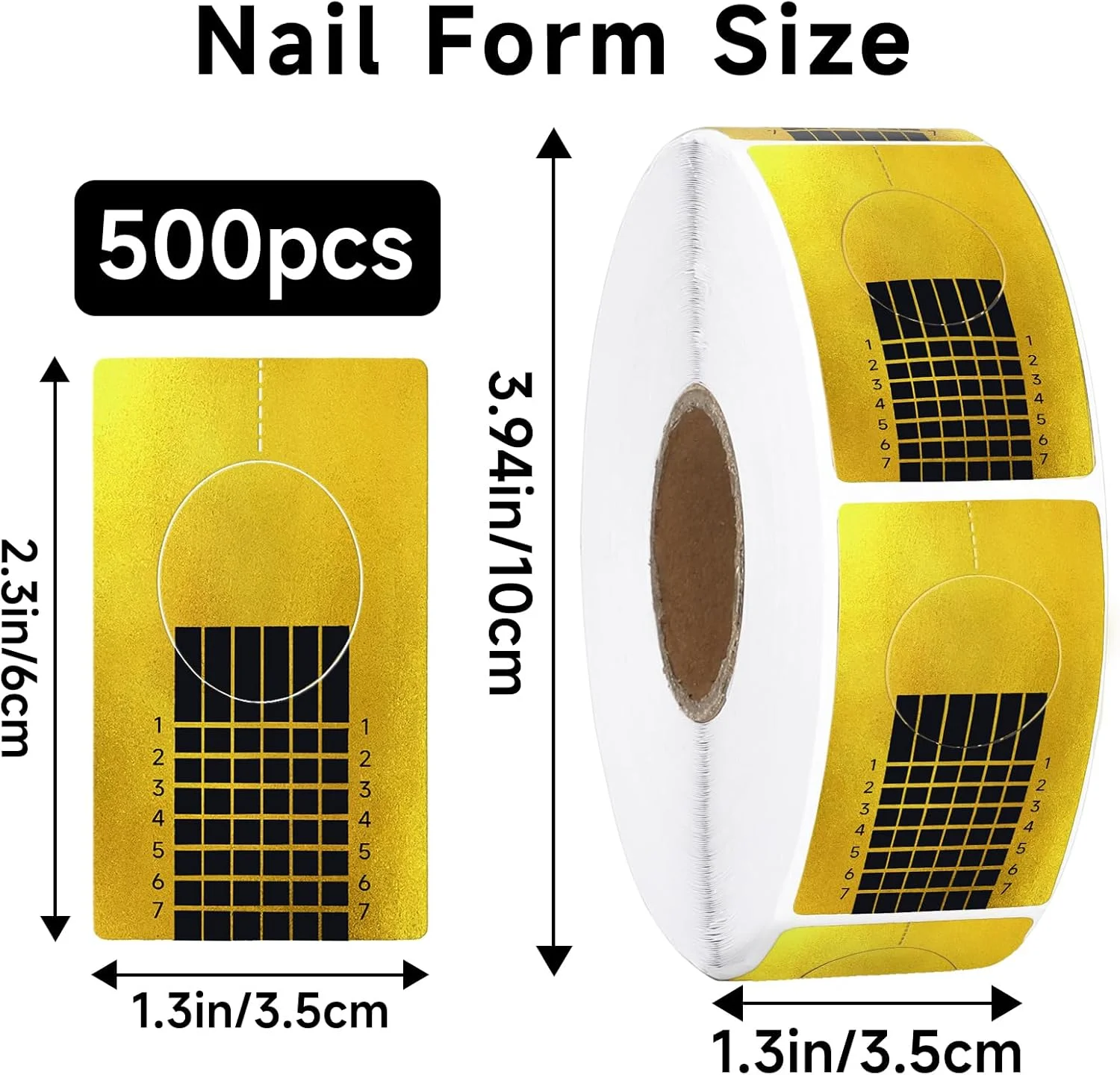 برچسب راهنمای فرم ناخن G2PLUS برای نوک ناخن های اکریلیک / اکستنشن لاک ژل (1 رول / 500 عدد - طلایی)