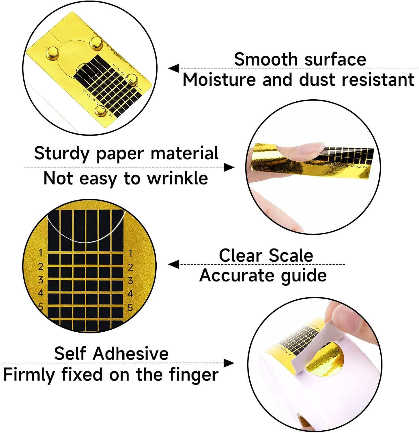 برچسب راهنمای فرم ناخن G2PLUS برای نوک ناخن های اکریلیک / اکستنشن لاک ژل (1 رول / 500 عدد - طلایی)