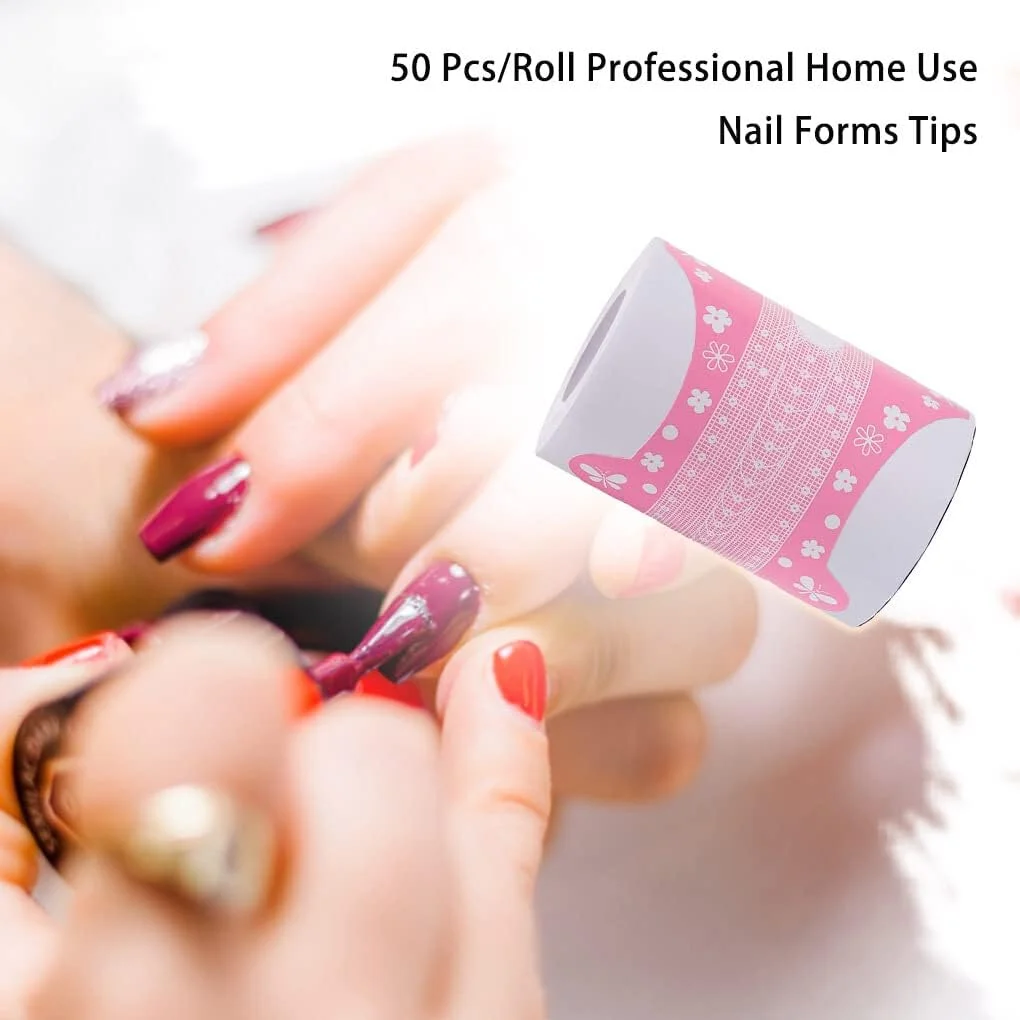 50 عدد قالب ناخن، راهنمای دقیق خودچسب برای طراحی و کاشت ناخن با طول و شماره