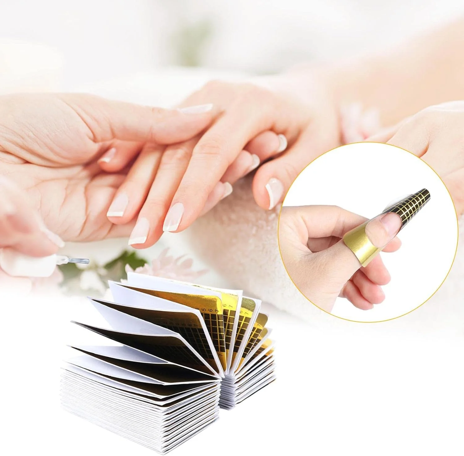 نگهدارنده کاغذ اکستنشن ناخن | استیکرهای راهنمای فرم اکستنشن ناخن | ابزار راهنمای فرم هنر ناخن برای اکستنشن ناخن اکریلیک یا ژل، دستیار هنر ناخن