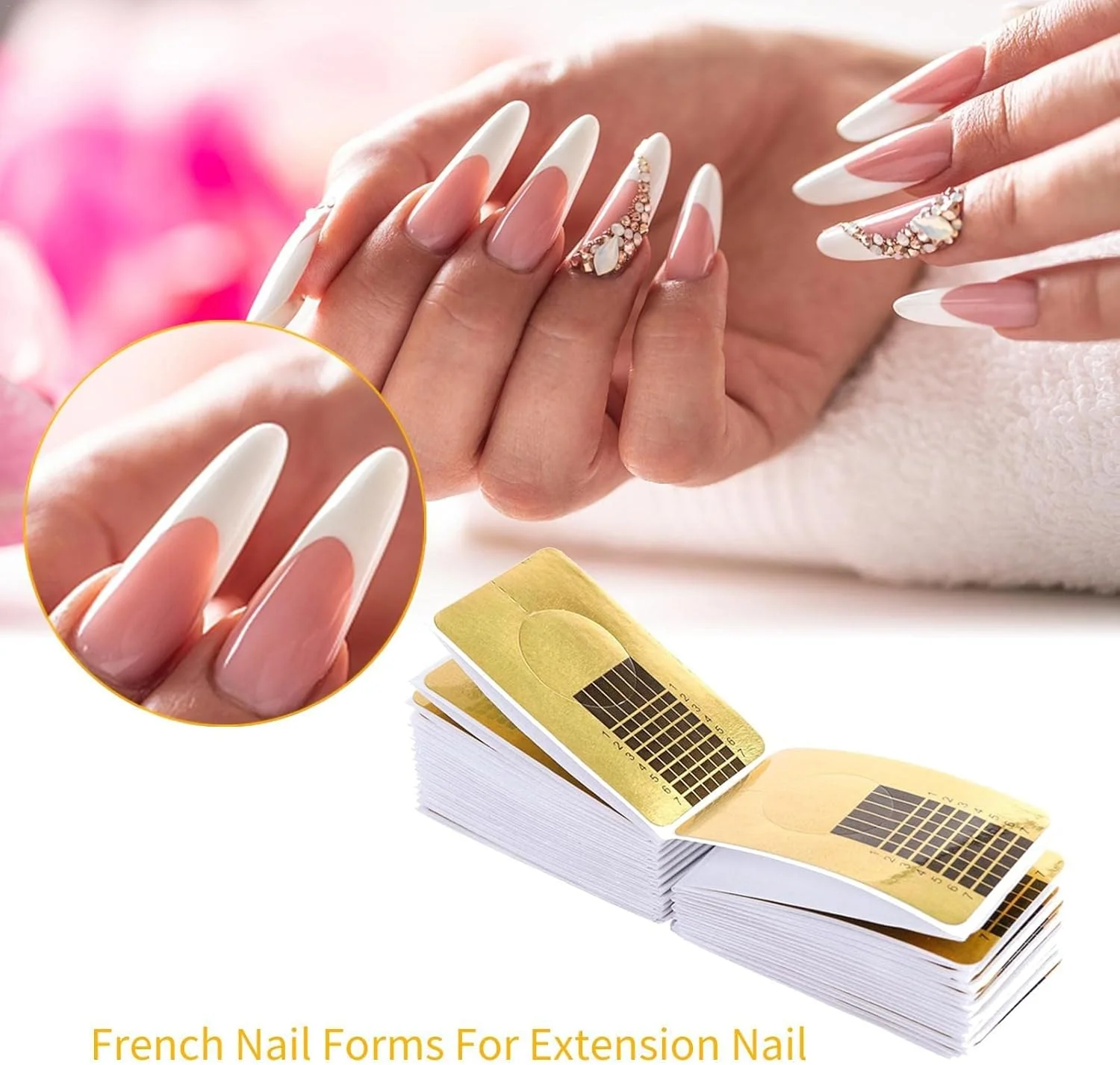نگهدارنده کاغذ اکستنشن ناخن | استیکرهای راهنمای فرم اکستنشن ناخن | ابزار راهنمای فرم هنر ناخن برای اکستنشن ناخن اکریلیک یا ژل، دستیار هنر ناخن