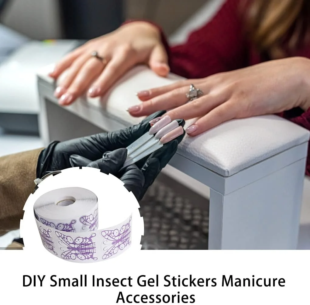 500 عدد فرم ناخن بنفش، راهنمای دقیق اکستنشن ناخن، سطح لعاب دار، استیکرهای ژل، ابزارهای شابلون