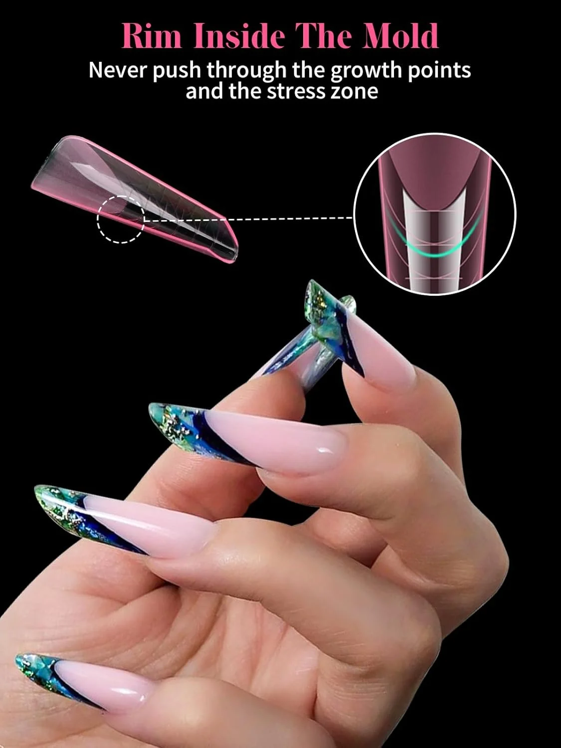 ایبانکو 120 عددی قالب ناخن دوگانه مات صورتی، سیستم قالب ناخن، نوک ناخن استیلتو اکریلیک، ابزار طراحی ناخن برای طراحی ناخن سالن