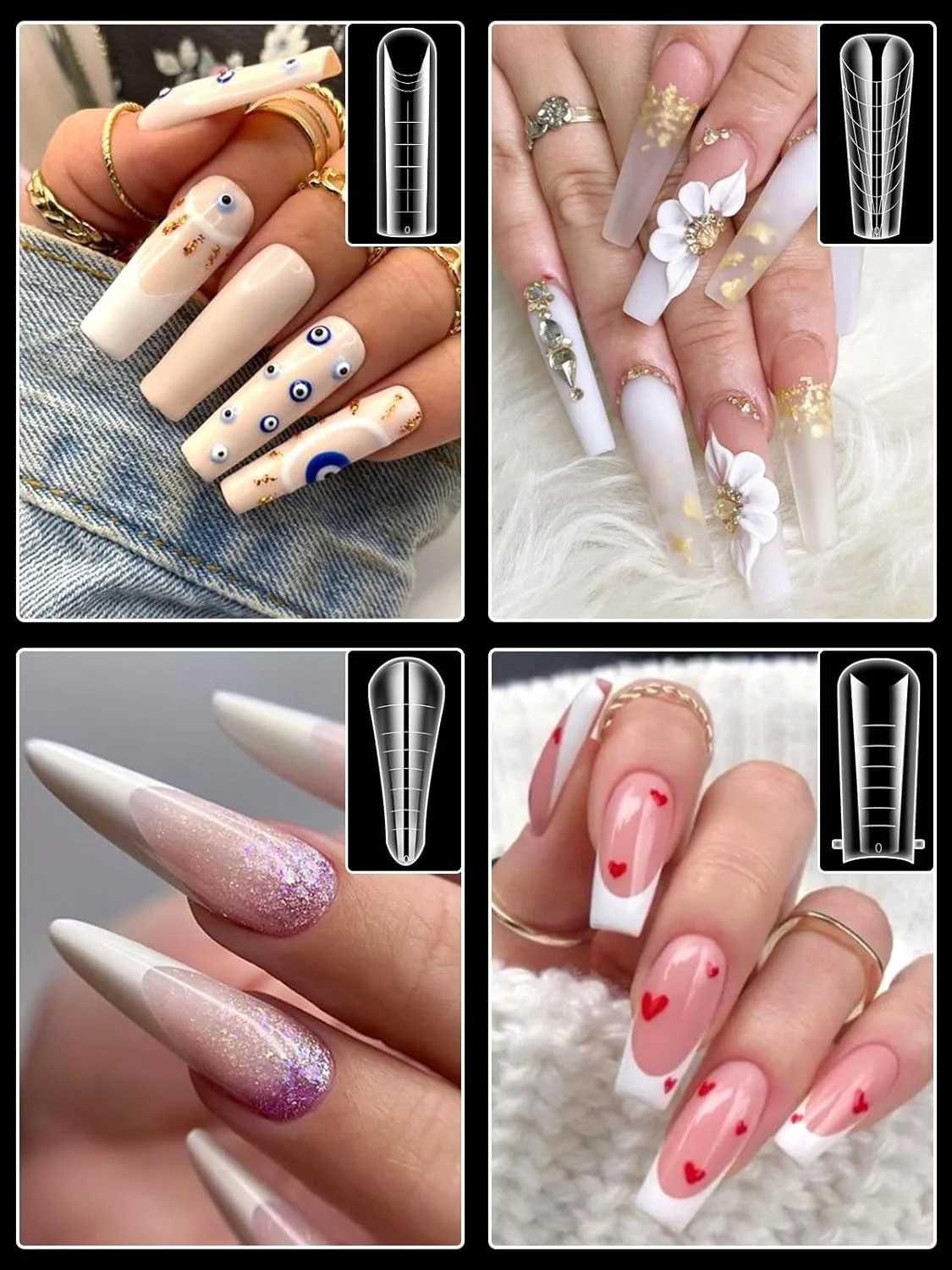 ست 288 عددی قالب ناخن دوال شفاف EBANKU، پوشش کامل، ابزار اکستنشن ناخن اکریلیک برای طراحی ناخن در سالن (12 مدل) ست 288 عددی قالب ناخن دوال شفاف EBANKU، پوشش کامل، ابزار اکستنشن ناخن اکریلیک برای طراحی ناخن در سالن (12 مدل)