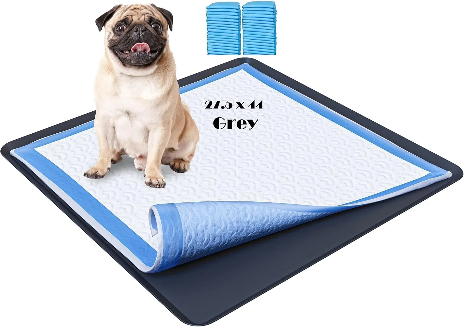 پد ادرار سگ XPACK - سینی نگهدارنده پد سیلیکونی توله سگ - راه حل بدون ریزش پد ادرار، استفاده و نگهداری آسان پد آموزشی (خاکستری، 27.5x44)