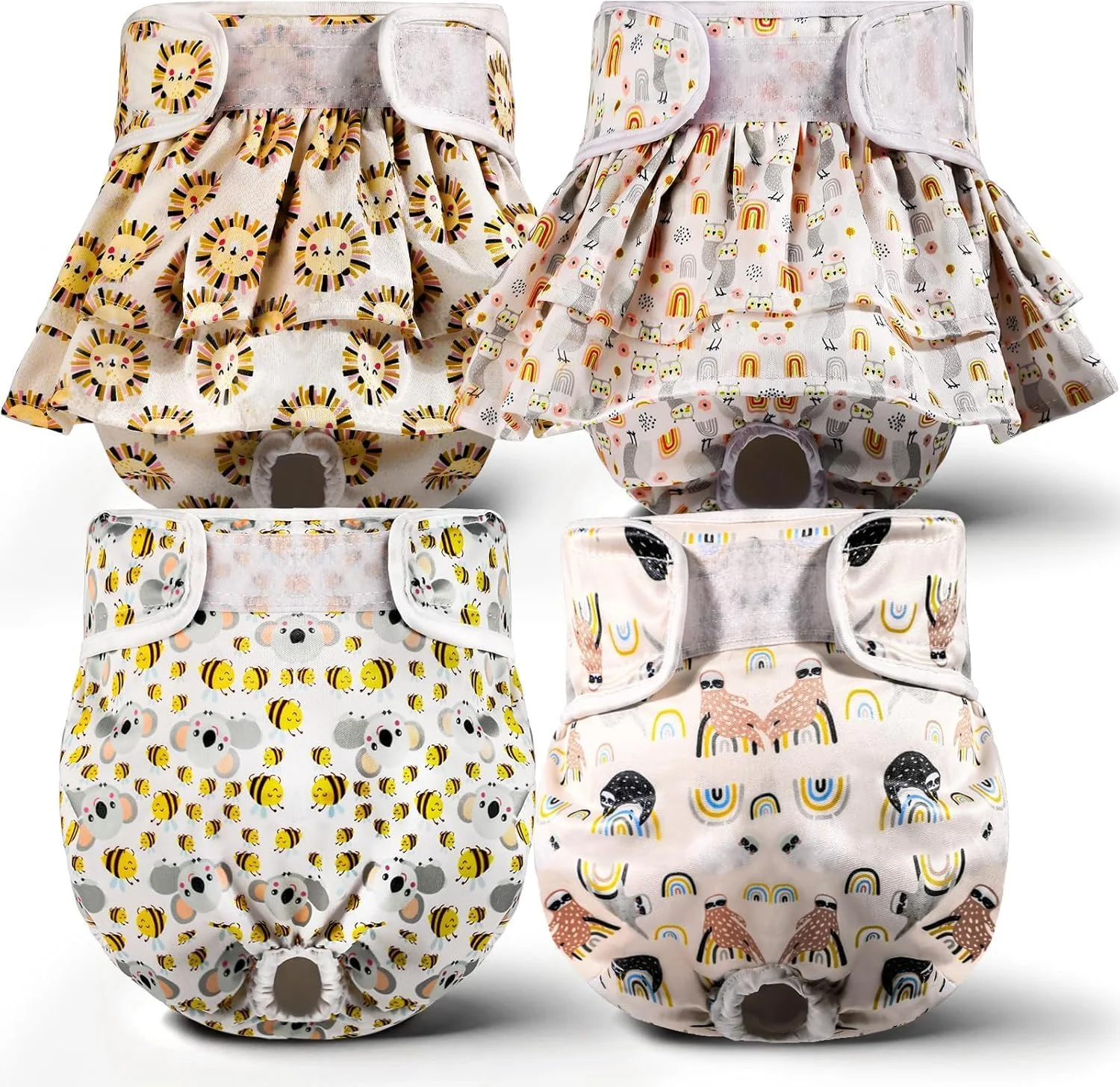 پوشک سگ ماده XPCARE (بسته 4 عددی) - پوشک سگ ماده قابل شستشو و استفاده مجدد - پوشک توله سگ بسیار جاذب برای سگ های ماده در دوران فحلی، بی اختیاری ادرار یا ادرار هیجانی (خیلی کوچک)