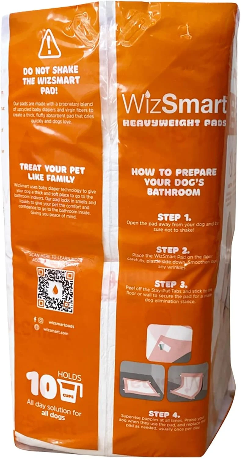 پدهای آموزشی سگ و توله سگ Wizsmart Premium، فوق العاده جاذب، ضد نشت، دارای زبانه های چسبی برای جلوگیری از لغزش، کنترل بو، سازگار با محیط زیست، 30 عدد در بسته پدهای آموزشی سگ و توله سگ Wizsmart Premium، فوق العاده جاذب، ضد نشت، دارای زبانه های چسبی برای جلوگیری از لغزش، کنترل بو، سازگار با محیط زیست، 30 عدد در بسته