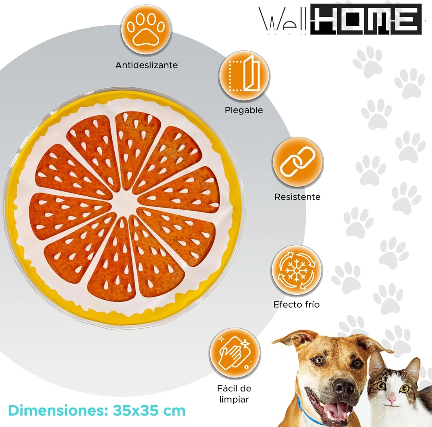 وِل هوم مبلیاریو اِ دِکوراسیون زیرانداز خنک کننده پی وی سی طرح نارنجی برای حیوانات خانگی قطر 35 سانتی متر وِل هوم مبلیاریو اِ دِکوراسیون زیرانداز خنک کننده پی وی سی طرح نارنجی برای حیوانات خانگی قطر 35 سانتی متر