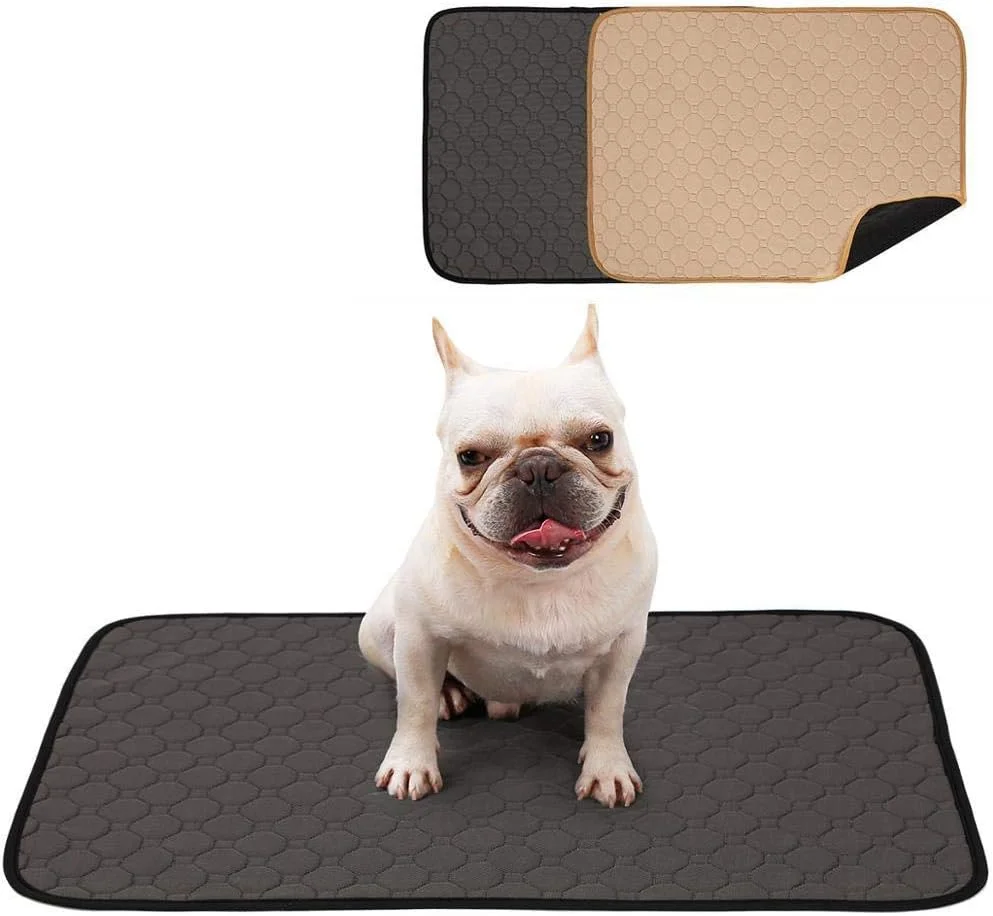 پد ادرار ضد آب حیوانات خانگی، پد آموزشی قابل شستشو برای توله سگ، پوشک سگ قابل استفاده مجدد و فوق العاده جاذب برای سگ های کوچک و بزرگ، زیرانداز ضد لغزش سگ - بژ - M - 67x50 سانتی متر