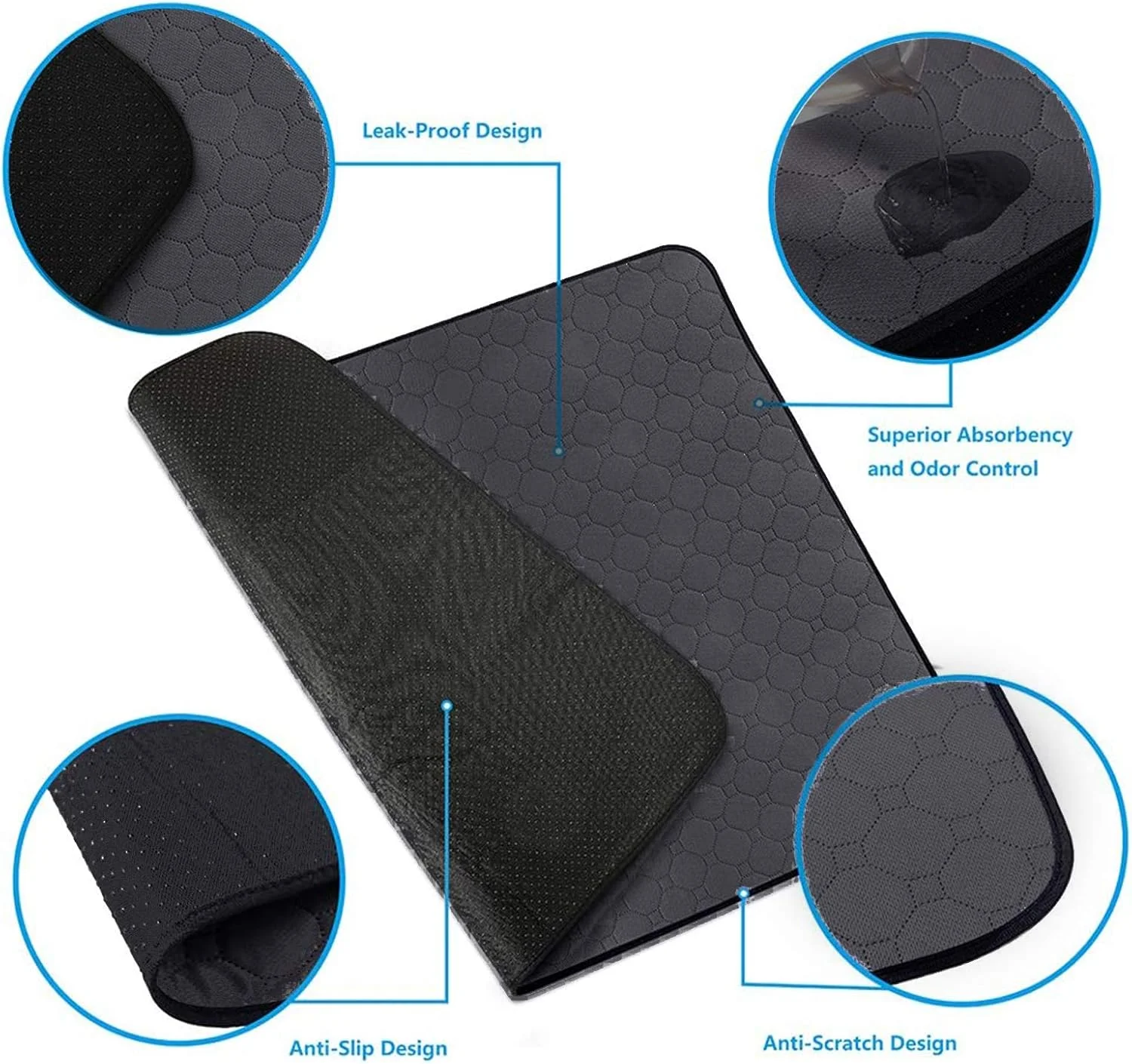 پد ادرار سگ قابل استفاده مجدد، تشک ضد آب سگ، تشک غیر لغزنده برای تخت توله سگ، محافظ مبل و کاناپه، پد آموزش ادرار توله سگ با جذب فوق العاده، ضد نشت، تشک بی اختیاری، پد زایمان