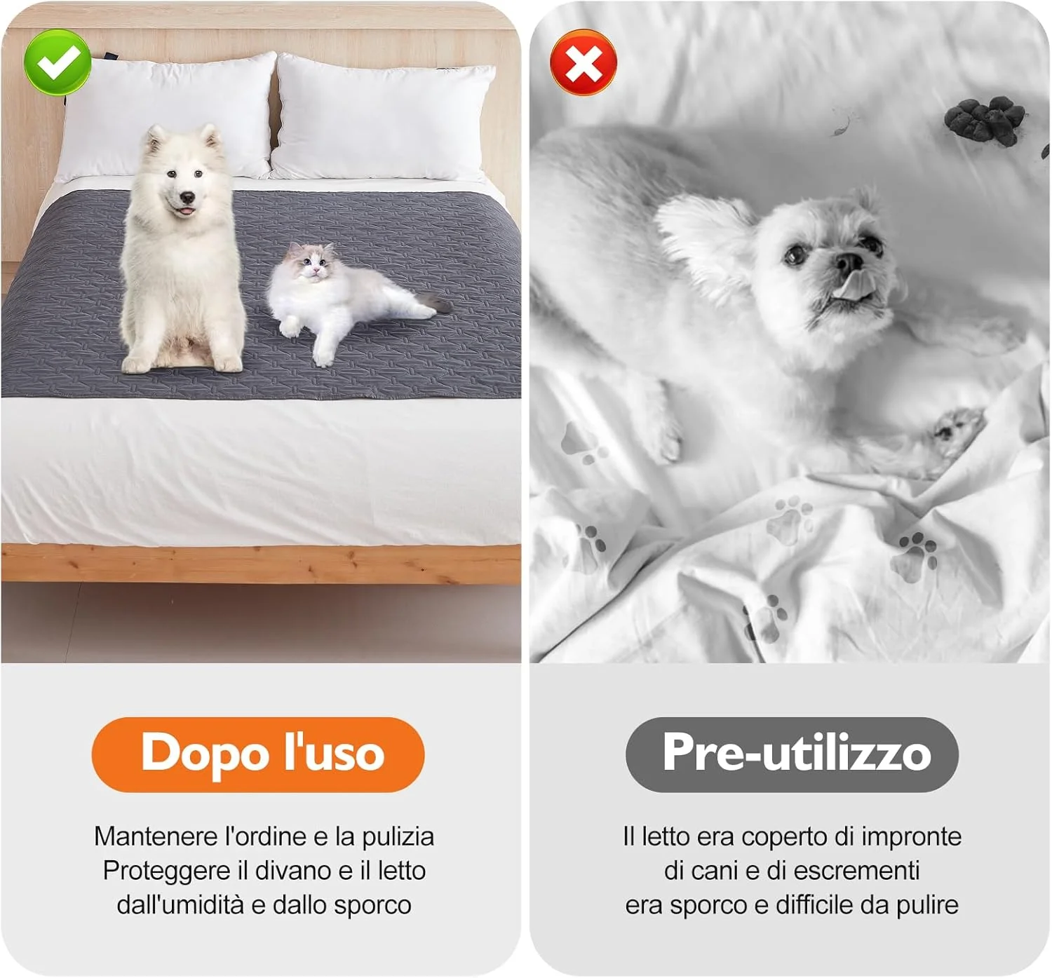 پتوی ضد آب سگ / پتوی گربه، زیرانداز مقاوم سگ به عنوان محافظ برای مبل و تخت، پتوی بزرگ ضد لغزش سگ برای سگ ها و گربه ها (خاکستری تیره، S)