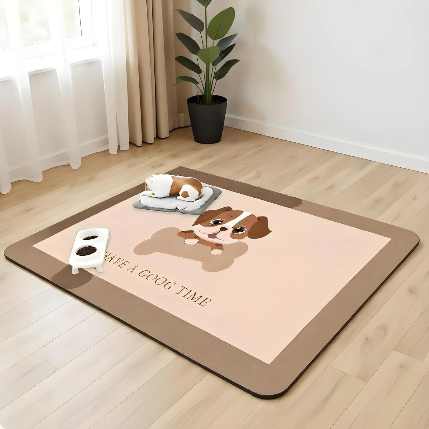 زیرانداز حیوانات خانگی | زیرانداز ضد آب حیوانات خانگی، محافظ ضد لغزش و جاذب ادرار برای آموزش دستشویی توله سگ، ظرف غذا و آب