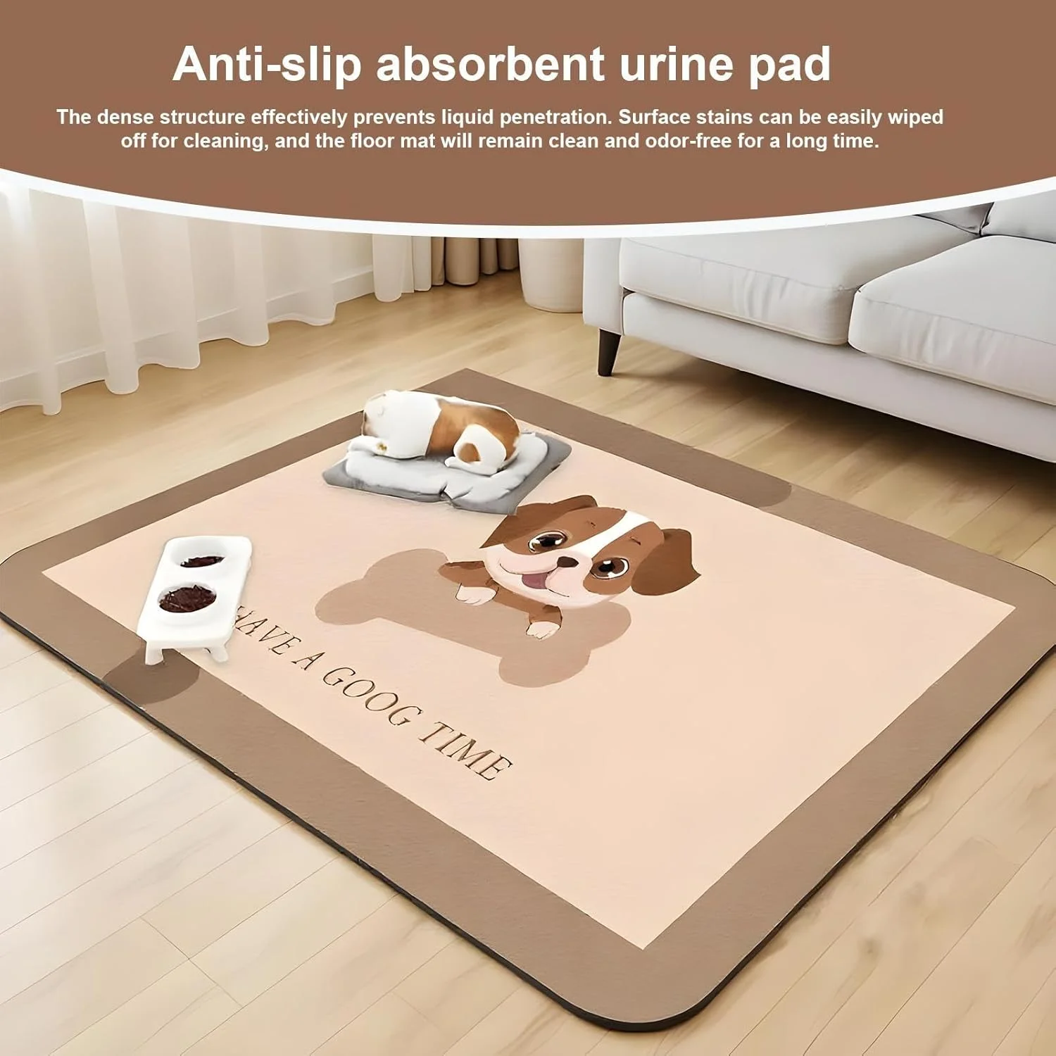 زیرانداز حیوانات خانگی | زیرانداز ضد آب حیوانات خانگی، محافظ ضد لغزش و جاذب ادرار برای آموزش دستشویی توله سگ، ظرف غذا و آب