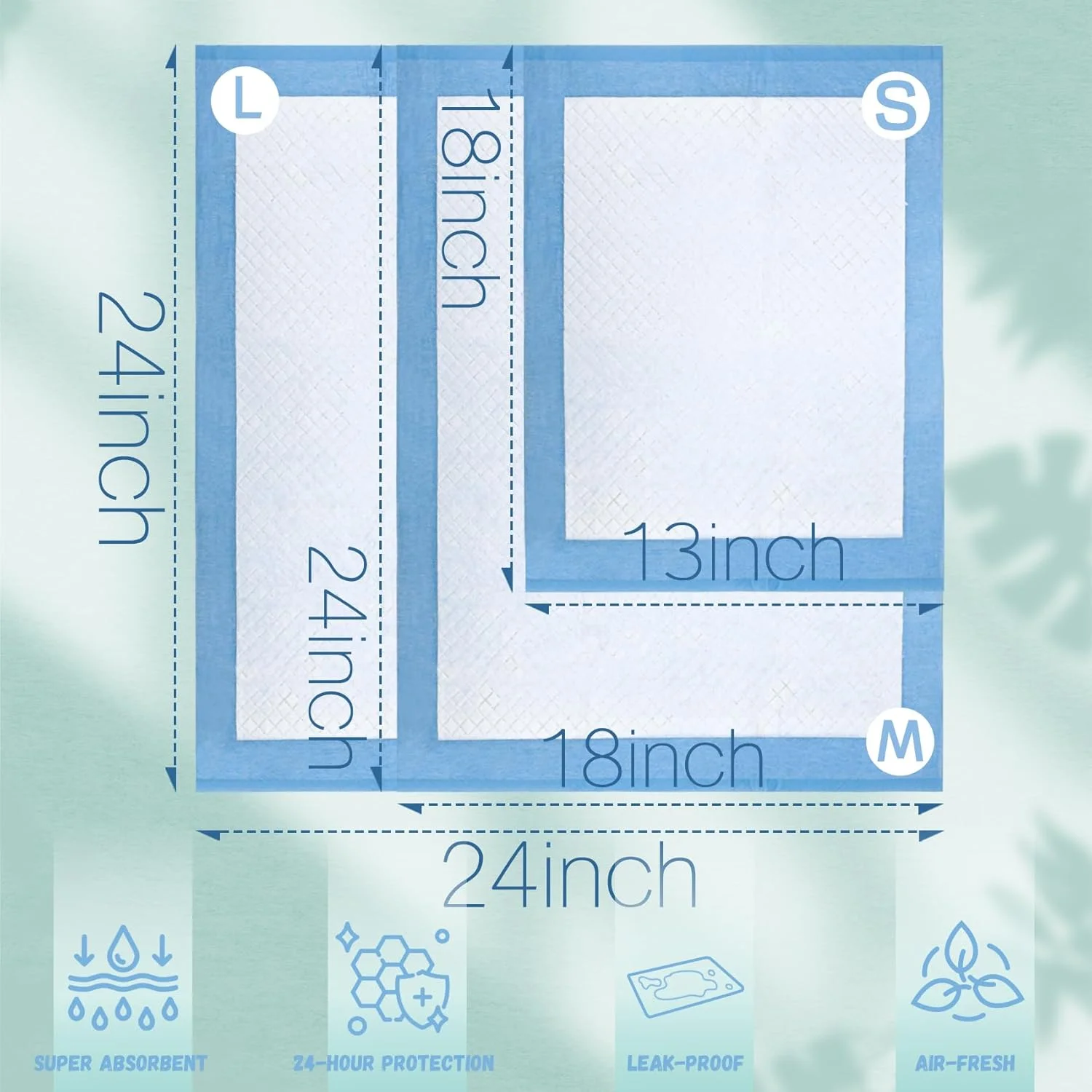 پد ادرار سگ 50 عددی، پد ضد آب ادرار سگ، پد ادرار ضد نشت برای آموزش دستشویی، پد آموزشی یکبار مصرف آبی رنگ با جذب فوق العاده برای سگ، گربه، خرگوش و خوکچه هندی (M)