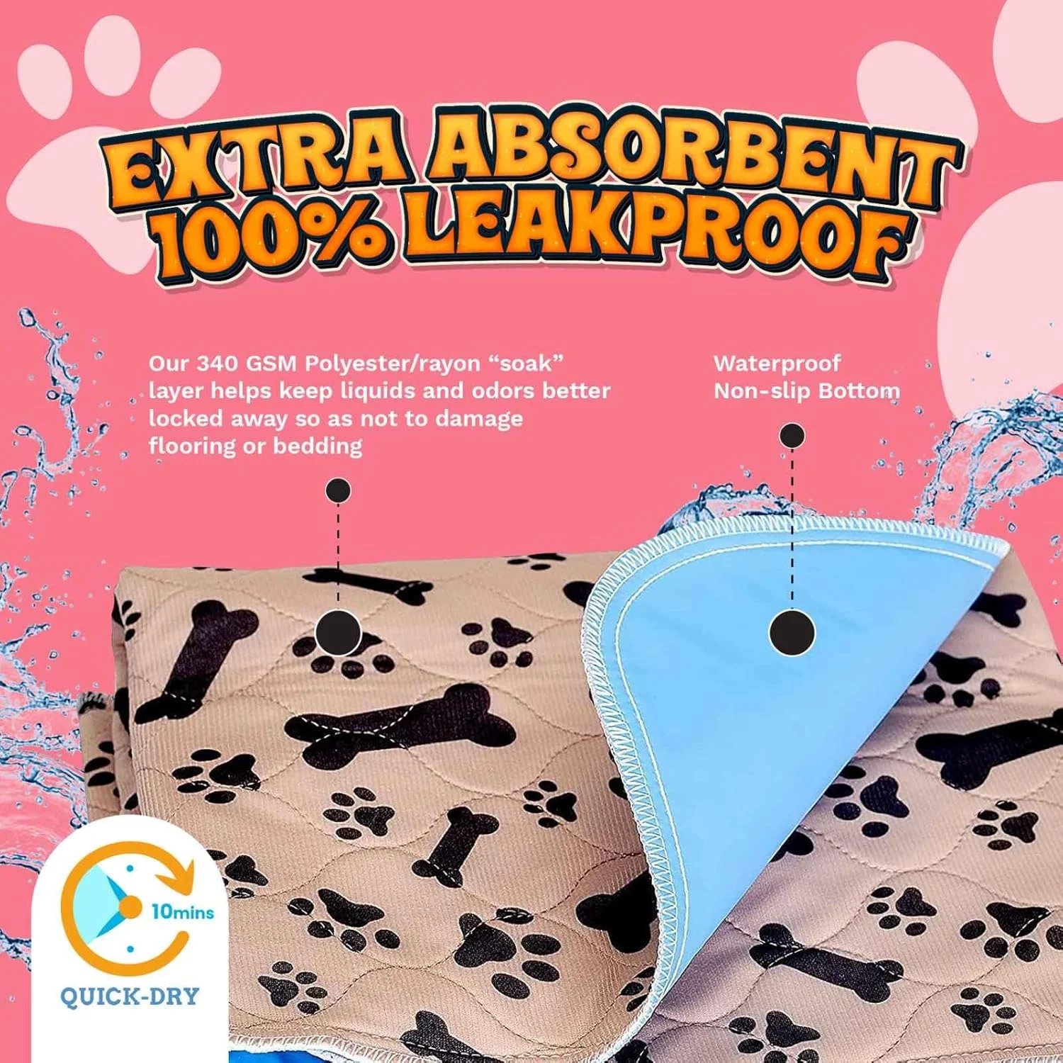 پدهای ادرار شوی سگ قابل شستشو برای زایمان مجدد (بسته 2 عددی) لحافی بزرگ 35 x 31 لایه جاذب اضافی تشک ضد آب توله سگ حیوانات خانگی مسن بالغ سگ | آموزش خانگی مسافرتی یا جعبه زایمان سگ وی وی ال