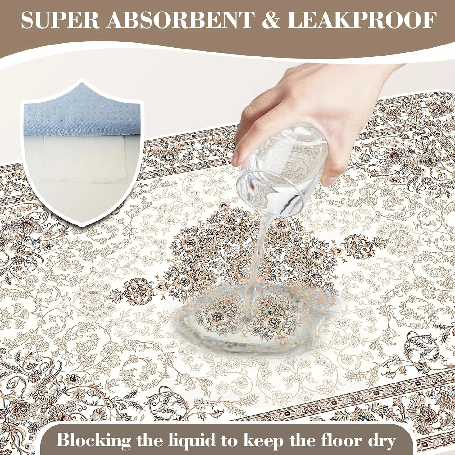 پدهای ادرار قابل شستشو و ضخیم برای سگ ها، بسته 2 عددی پد ادرار ضد آب و قابل استفاده مجدد برای سگ ها، 91x122 سانتی متر، پدهای سگ فوق العاده جاذب و ضد نشت، پدهای دستشویی ضد لغزش برای کف، جعبه، مبل (سفید قدیمی، بسته 2 عددی 91x122 سانتی متر)