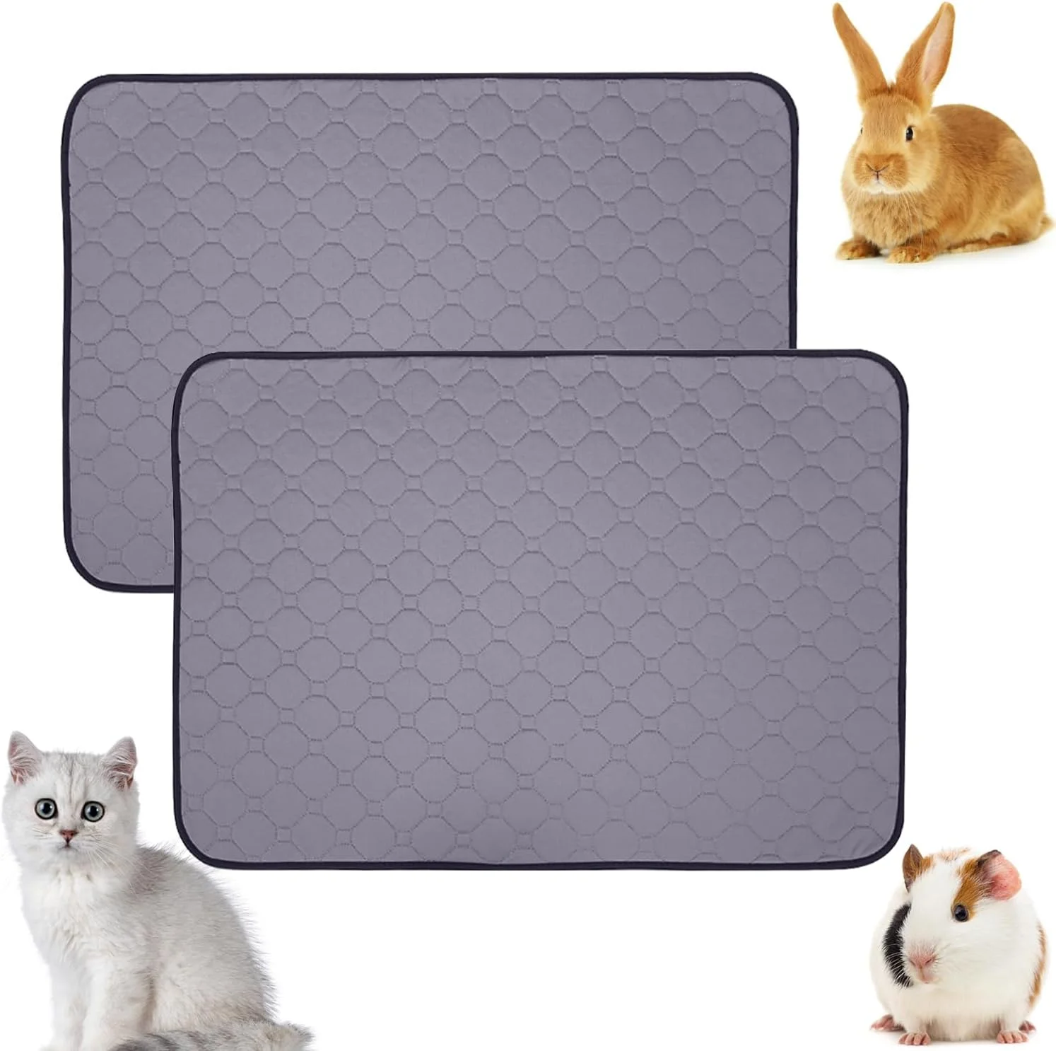 پد ادرار شوی حیوانات خانگی، بسته 2 عددی، ضد آب، قابل استفاده مجدد، فوق العاده جاذب، ضد لغزش برای سگ، گربه، خوکچه هندی، خرگوش، محوطه بازی، آموزش دستشویی در داخل خانه، زایمان، بی اختیاری (M: 50x70 سانتی متر)