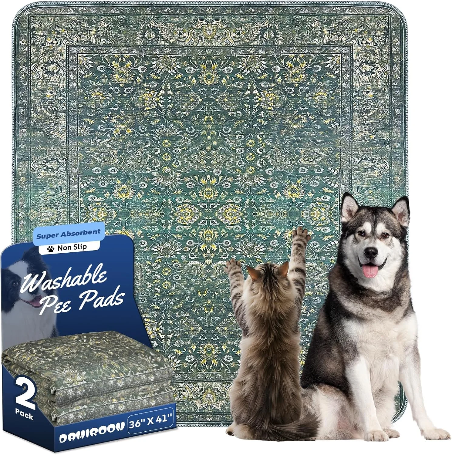 پدهای ادرار شوی برای سگ، پد ضد آب و ضد لغزش توله سگ 2 عددی 91 در 104 سانتی متر با جذب سریع برای حیوانات خانگی، زیرانداز فرش قابل استفاده مجدد برای آموزش، مسافرت، زایمان، آموزش دستشویی، بی اختیاری، قفس