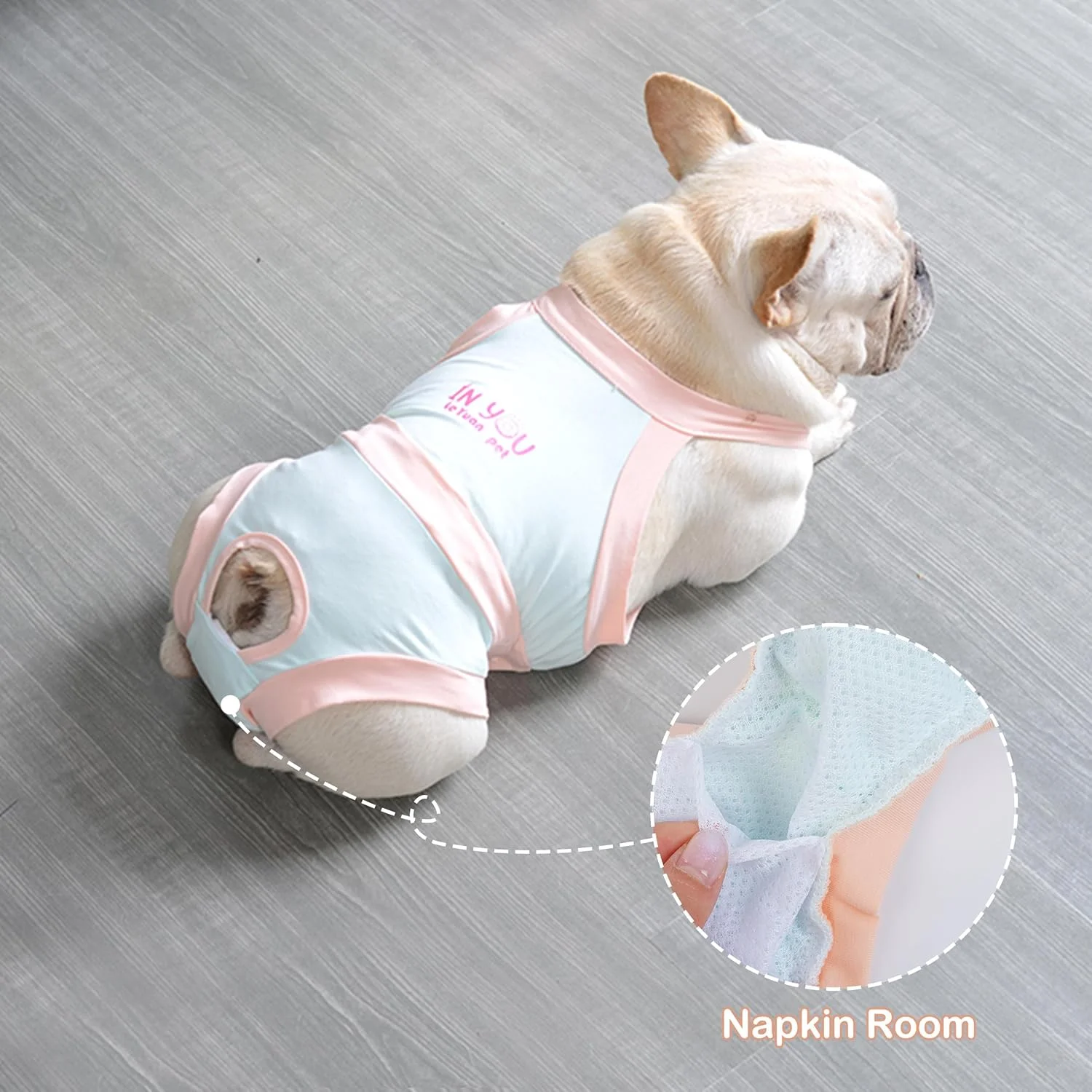 پوشک سگ ماده نخی قابل شستشو با بند شانه ای، شورت بهداشتی نرم و الاستیک قابل استفاده مجدد برای سگ های کوچک، لباس زیر سرهمی سگ بامزه برای بی اختیاری ادرار توله سگ دختر، طراحی سوراخ باسن ضد آزار و اذیت