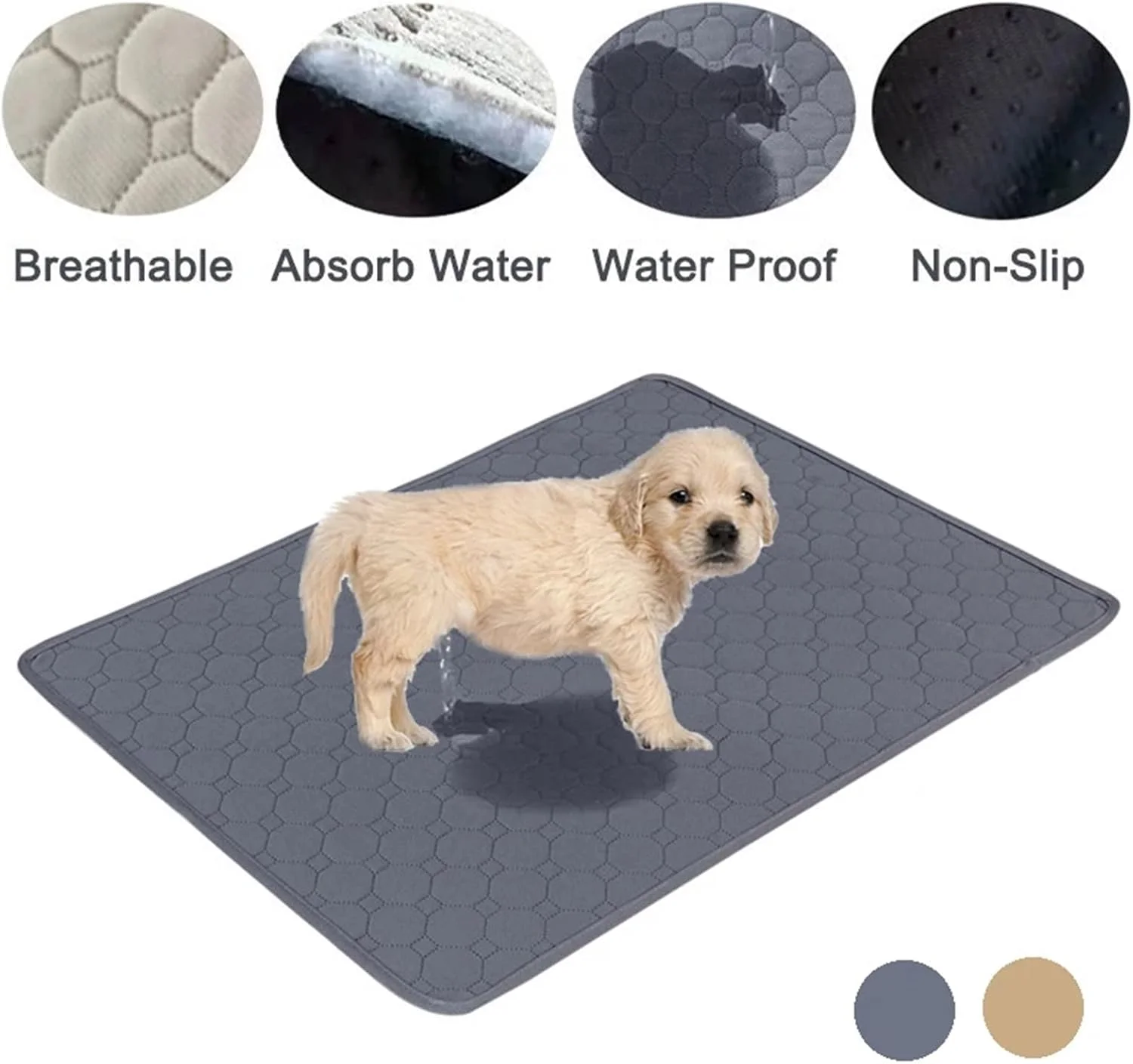 پد ادرار شوی سگ قابل استفاده مجدد ضد لغزش و مقاوم در برابر سایش تشک تخت سگ تشک گربه تشک ادرار برای روکش صندلی ماشین حیوانات خانگی لوازم جانبی سگ (خاکستری، 100x70 سانتی متر)