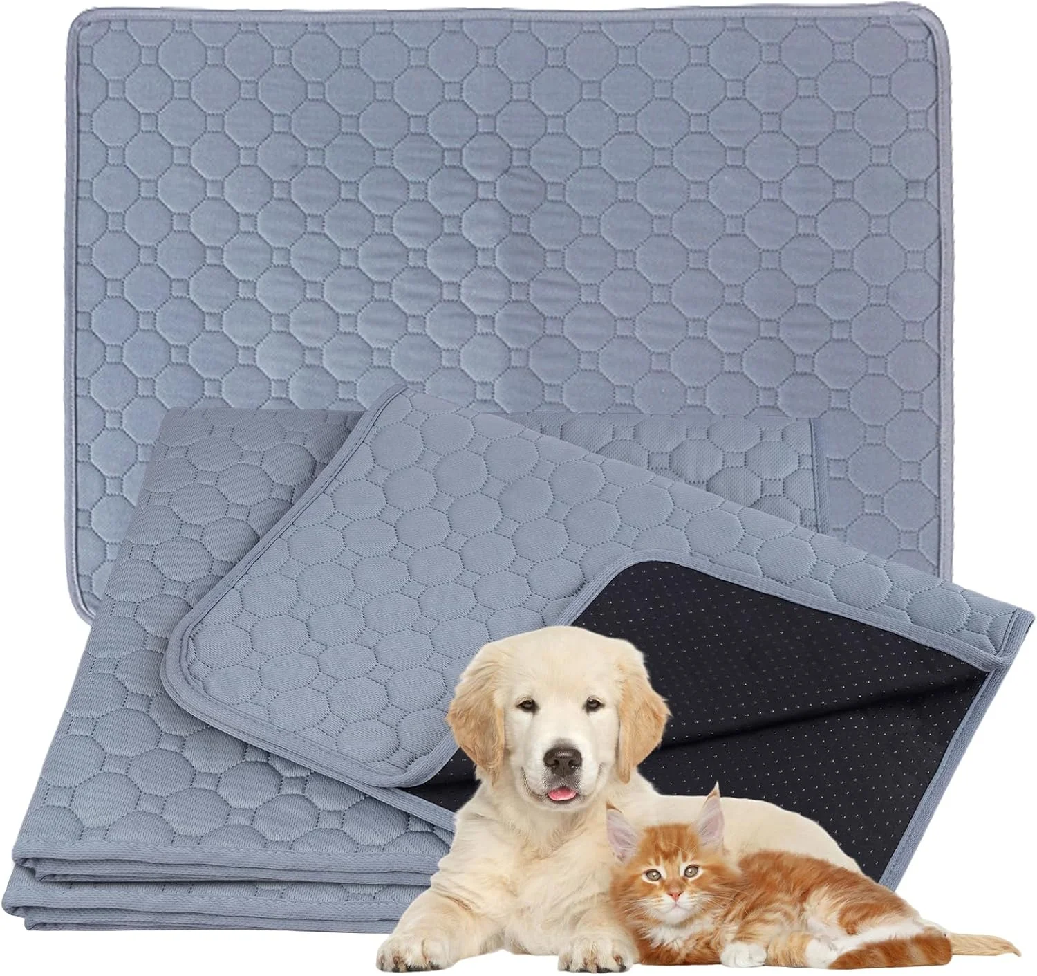 بسته 4 عددی پد سگ قابل شستشو، 60 در 45 سانتی متر، زیراندازهای ادرار قابل استفاده مجدد، پتوی سگ، ضد آب، زیرانداز سگ ضد لغزش، بی اختیاری، پدهای ادرار برای کف، مبل، ماشین، مسافرت