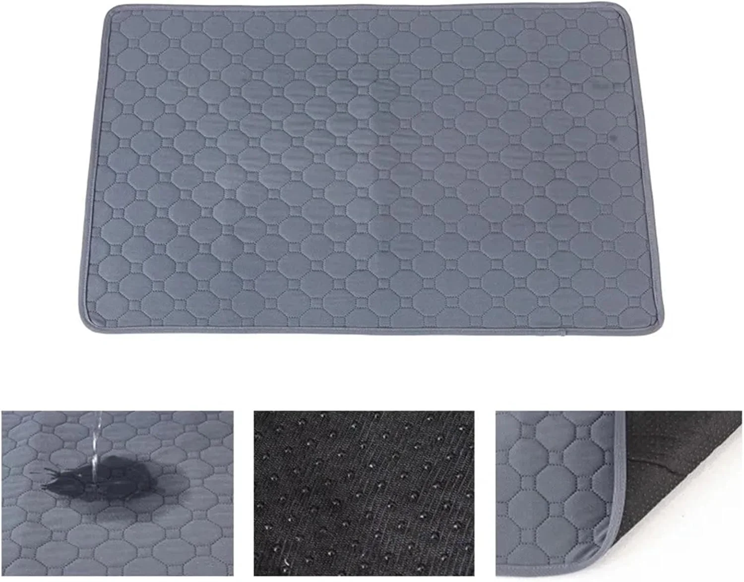 پد ادرار شوی سگ قابل استفاده مجدد ضد لغزش و مقاوم در برابر سایش تشک تخت سگ تشک گربه تشک ادرار برای روکش صندلی ماشین حیوانات خانگی لوازم جانبی سگ (خاکستری، 100x70 سانتی متر)