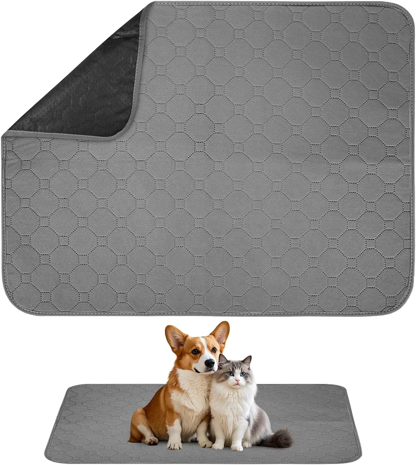 پد سگ قابل شستشو 60 x 45 سانتی متر، پد آموزش سگ قابل استفاده مجدد، زیرانداز ضد آب برای محوطه بازی حیوانات خانگی، زیرانداز غیر لغزنده قابل شستشو برای سگ، گربه، خرگوش و خوکچه هندی
