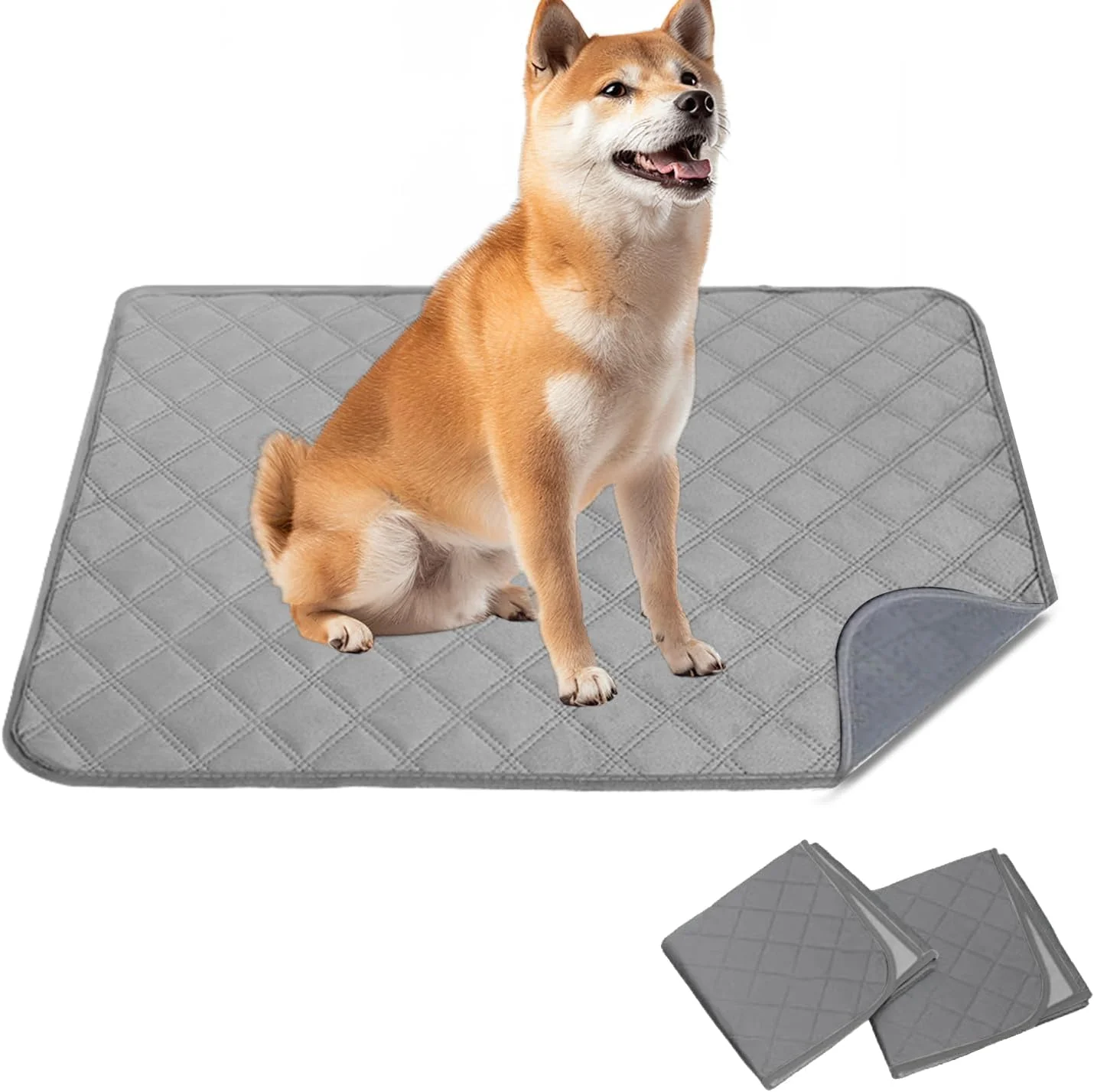 پد سگ قابل شستشو، پد آموزش سگ قابل استفاده مجدد، پد ادرار فوق العاده جاذب برای حیوانات خانگی بی اختیاری، پد ادرار سگ ضد لغزش و خشک شونده سریع برای داخل خانه، ماشین، مسافرت (50*70 سانتی متر) - بسته 2 عددی