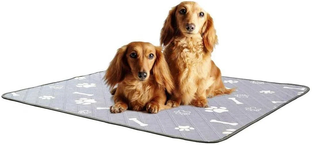 پد ضد لغزش ادرار سگ، پد باکس برای حیوانات خانگی سگ گربه، پدهای سگ قابل شستشو و استفاده مجدد و پد آموزش سگ با ترکیبی نرم از پنبه، ضد نشت، فوق العاده جاذب، خاکستری 100x90 سانتی متر