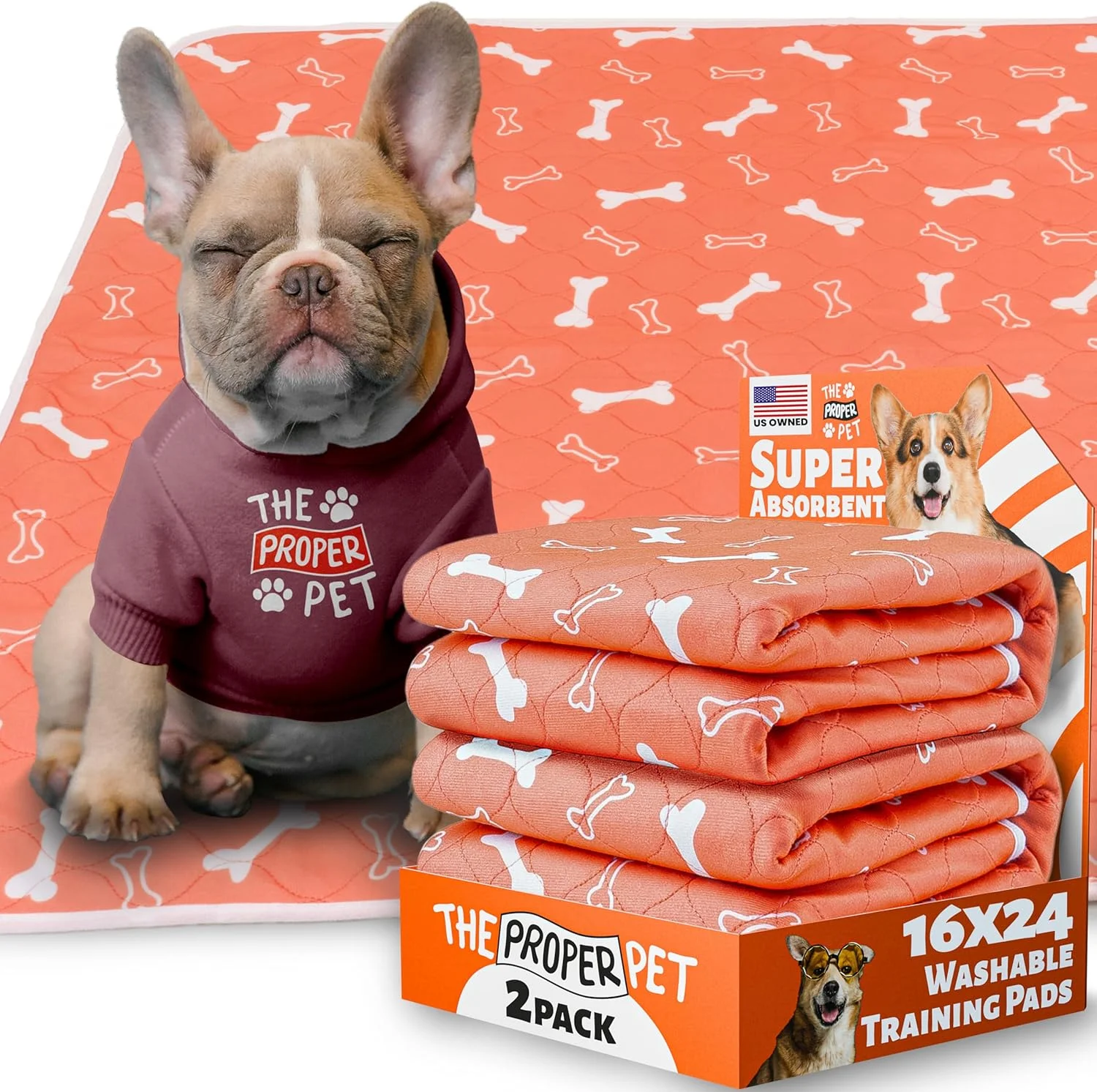 پدهای ادرار قابل شستشو و استفاده مجدد برای سگ - آموزش توله سگ (2 عددی) کوچک/متوسط/بزرگ - برای آموزش دستشویی، بی اختیاری، کنترل بو، زایمان و مسافرت - جذب سریع و ضد آب + کتاب الکترونیکی آموزش توله سگ رایگان!