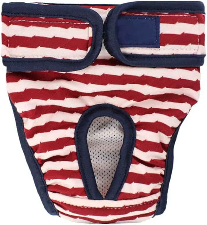 شورت بهداشتی سگ ماده قابل شستشو و استفاده مجدد ضد نشت و قابل تنظیم سایز M قرمز، لباس سگ، شورت سگ