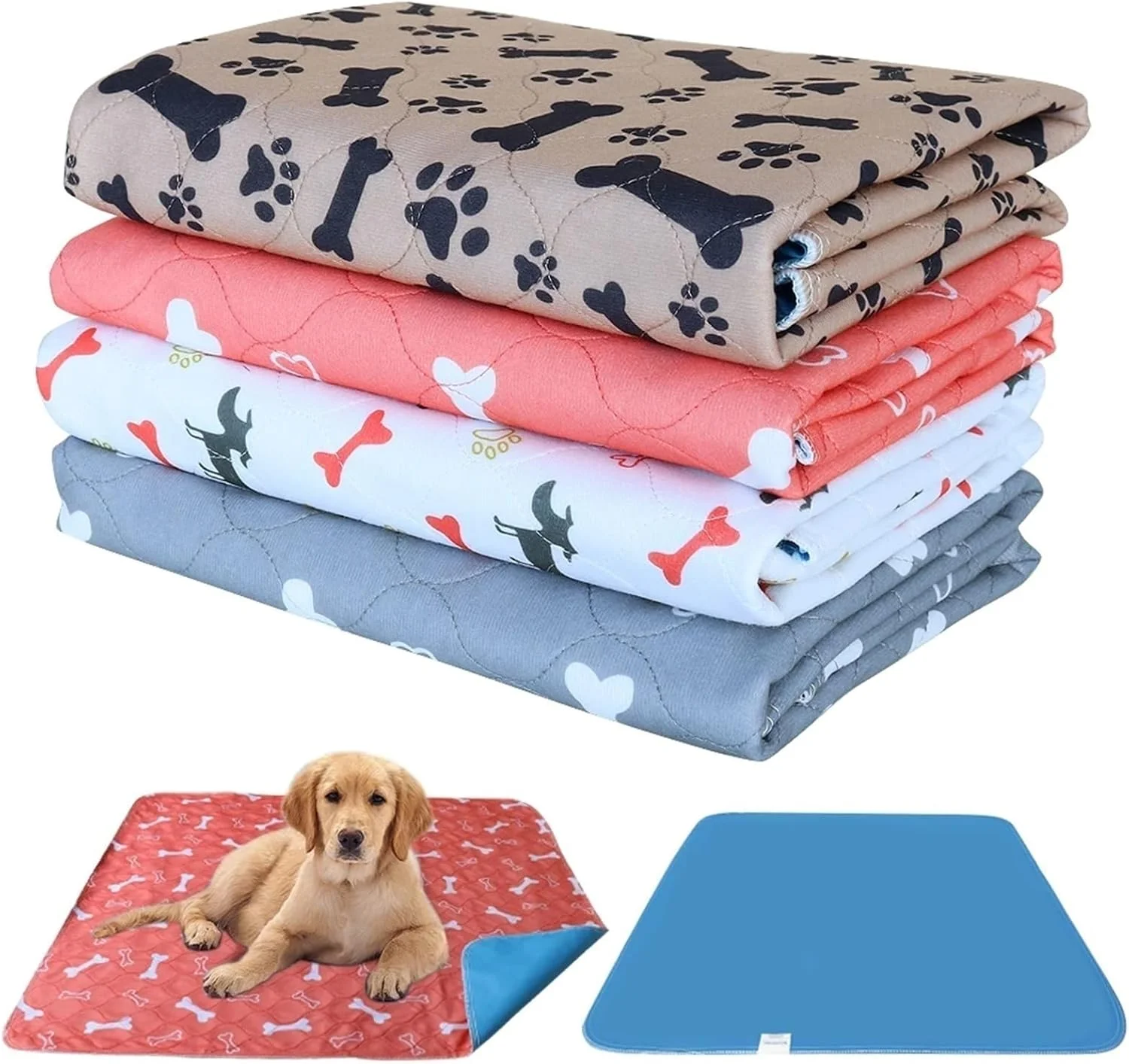 پد ادرار شوی سگ، پد ادرار حیوانات خانگی قابل استفاده مجدد، تشک پوشک سگ و گربه قابل شستشو، 3 لایه جاذب، پد پوشک سگ برای مبل، تخت، کف (قهوه ای، 40x60)