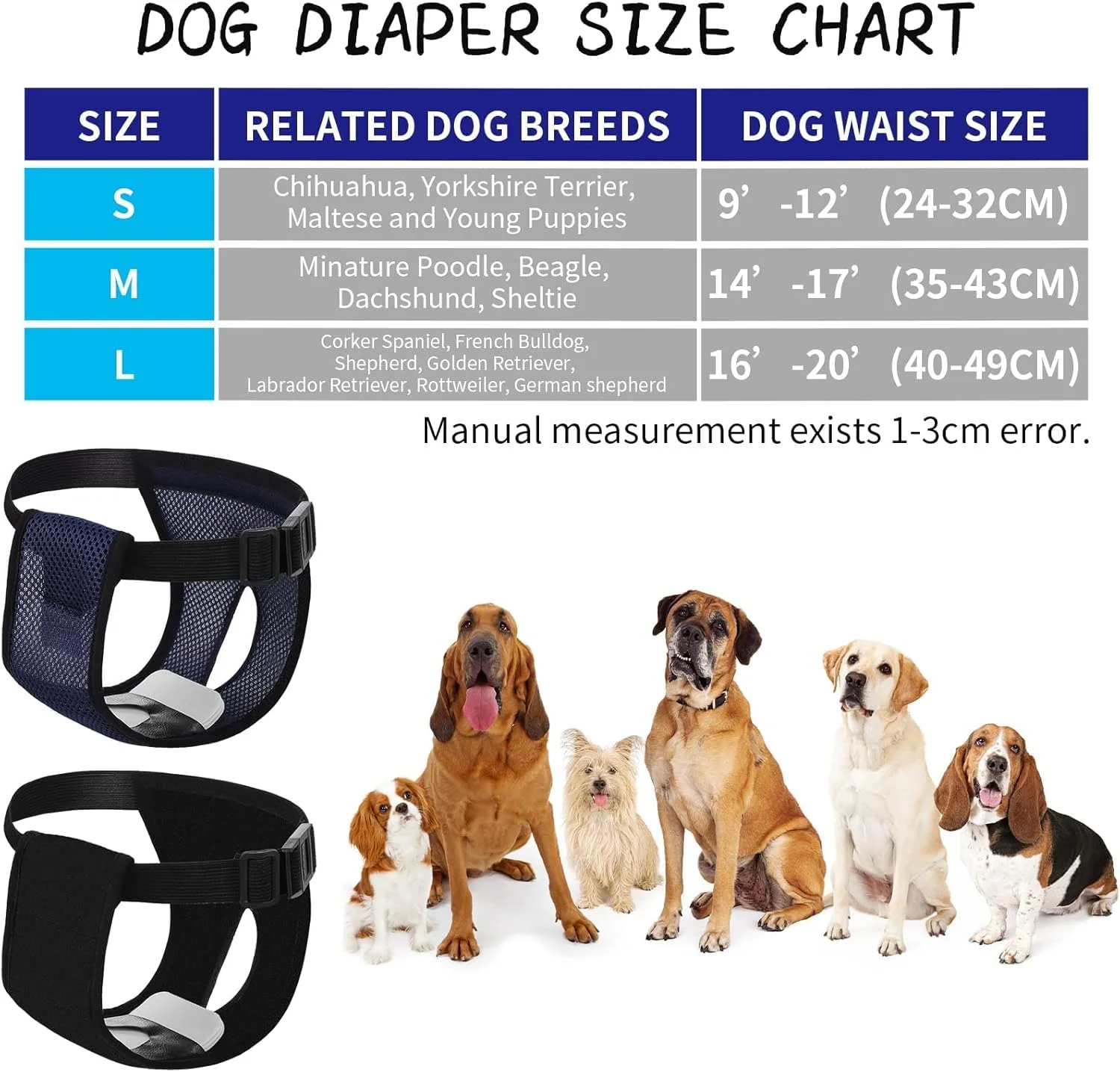 دو عدد پوشک سگ قابل شستشو و قابل استفاده مجدد سایز بزرگ (L) مخصوص سگ ماده، قابل تنظیم به همراه 6 پد اضافی برای سگ ها