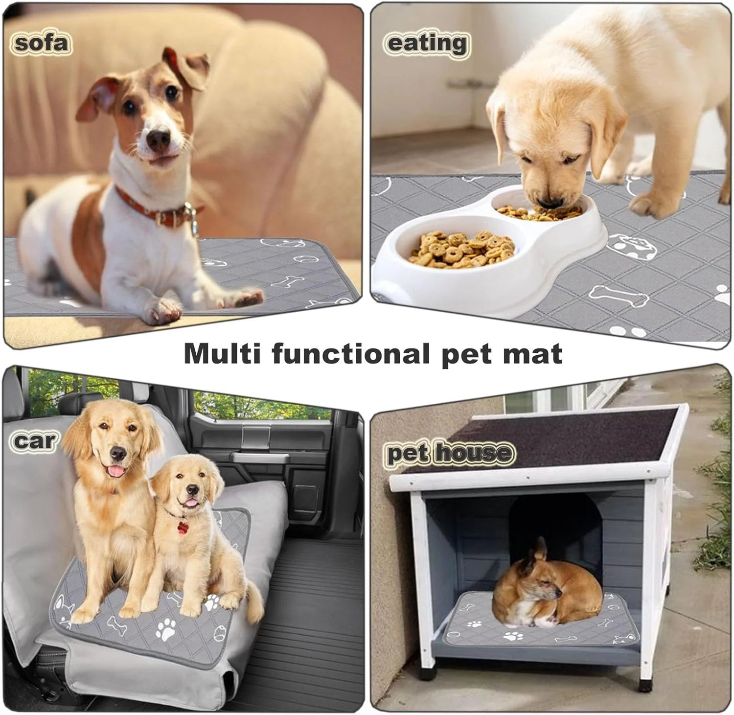 پدهای ادرار شوی، پدهای ادرار شوی برای سگ ها، پدهای ادرار قابل استفاده مجدد برای سگ ها با 2 عدد، پدهای ادرار سگ با قابلیت جذب آب و ضد لغزش مناسب برای آموزش سگ، مبل، کف (60CM x 45CM)