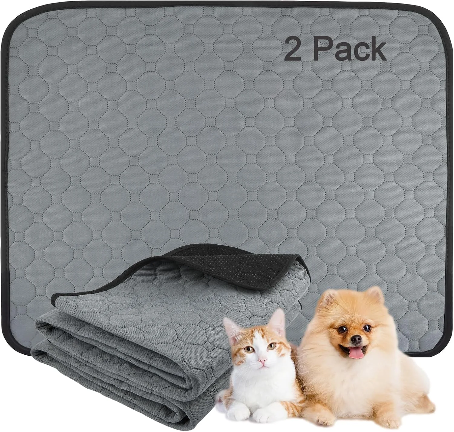 دو عدد پد قابل شستشو و استفاده مجدد برای سگ، 100 × 75 سانتی متر، پد ادرار سگ فوق العاده جاذب، تشک ضد آب و ضد نشت سگ، 100x75 سانتی متر، پد آموزش سگ با خشک شدن سریع برای کف، مبل، مسافرت با ماشین (39.4"×29.5")