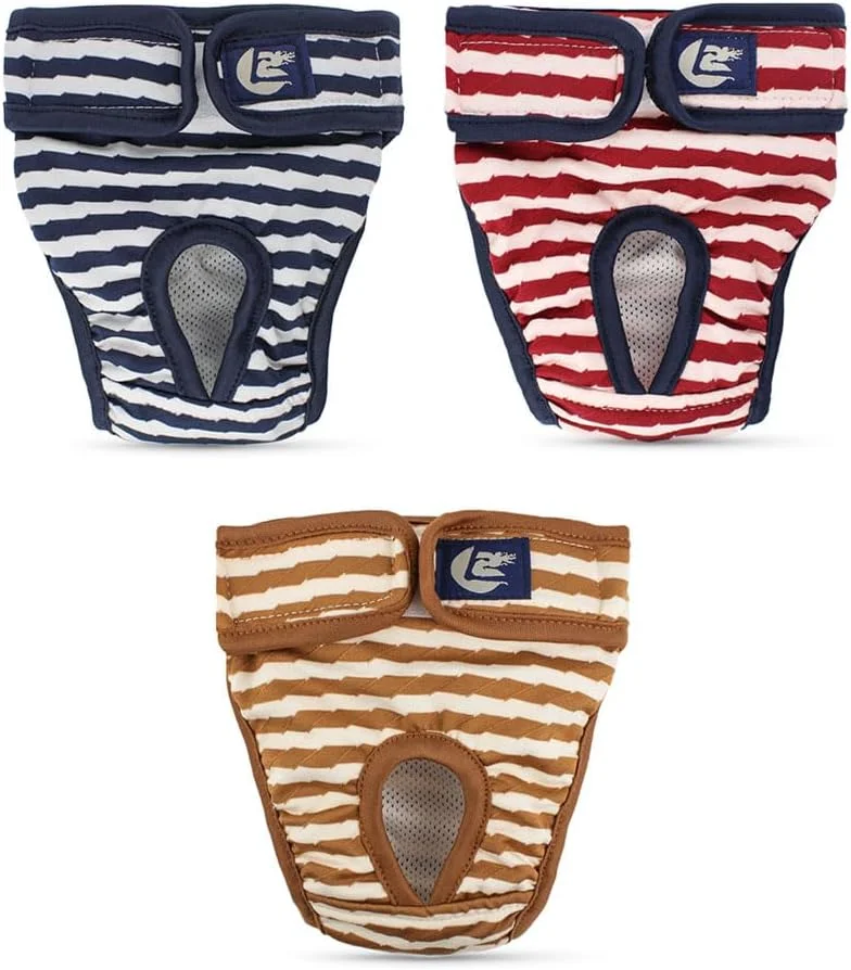 پوشک سگ ماده قابل شستشو، بسته 3 عددی پوشک قابل استفاده مجدد برای سگ در دوران قاعدگی، پوشک سگ ماده جاذب برای بی اختیاری ادرار حیوانات خانگی با دکمه های قابل تنظیم (L)