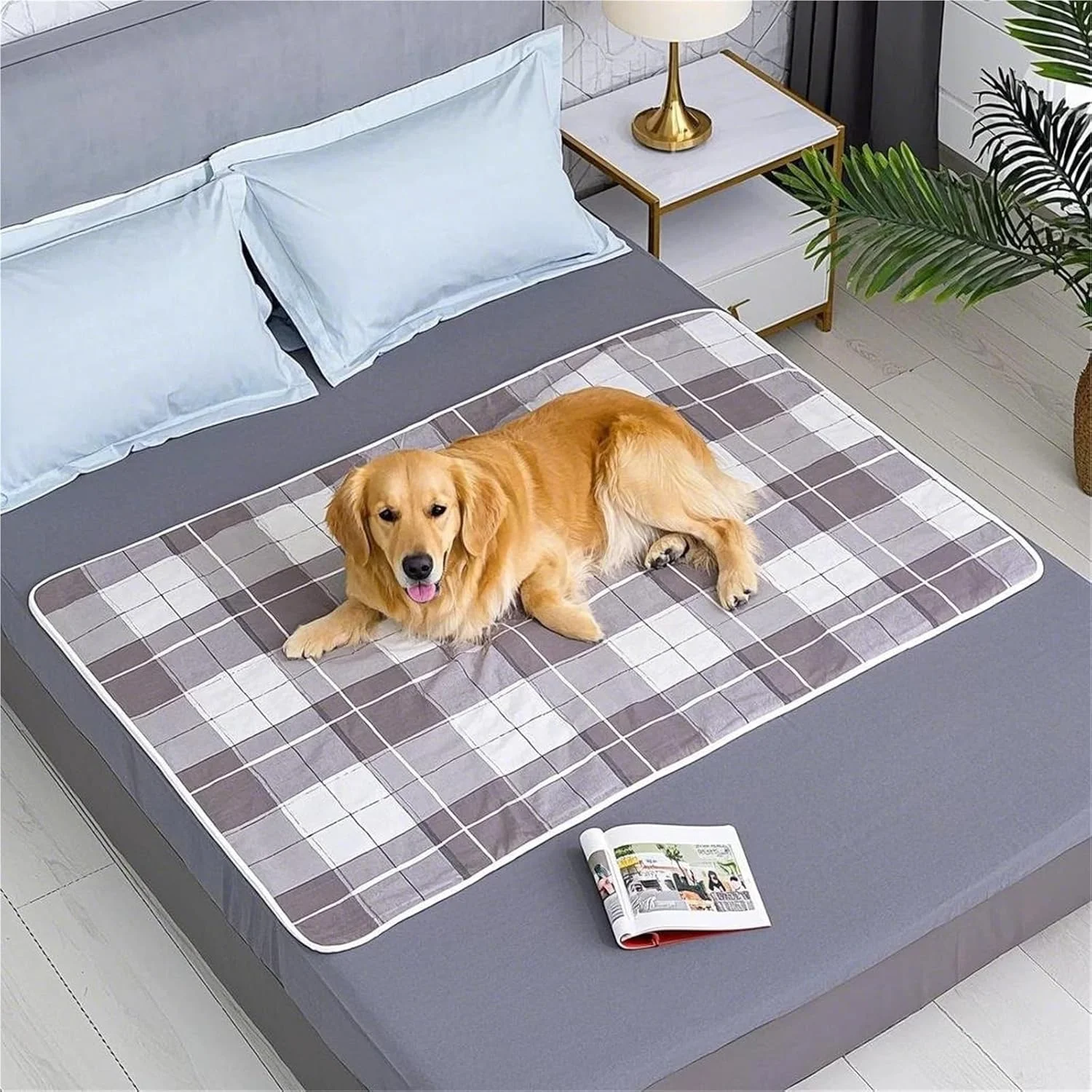 پدهای ادرار شوی برای محافظت از تخت سگ، پدهای ضخیم مراقبت از گربه و سگ، قابل شستشو، قابل استفاده مجدد، جاذب و ضد لغزش (سایز M)