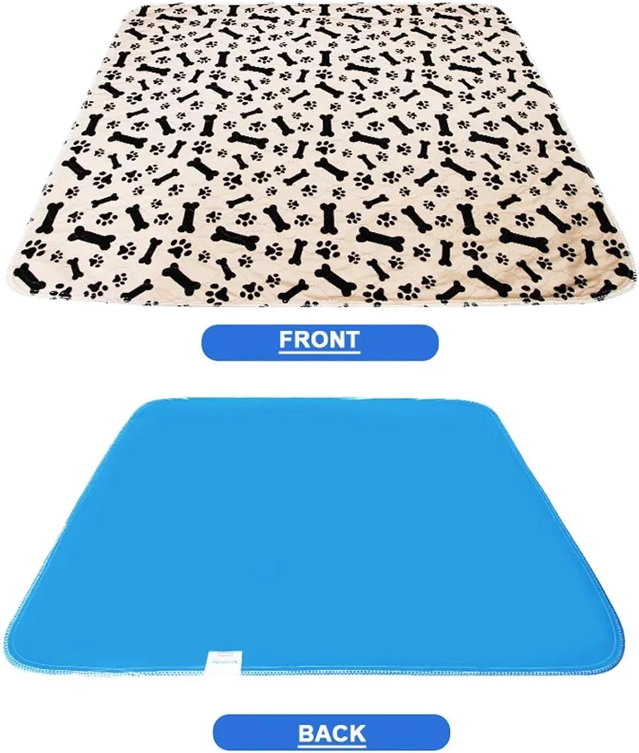 پدهای ادرار شوی سگ، بزرگ، قابل استفاده مجدد، پدهای آموزشی حیوانات خانگی، جاذب، ضد نشت، مناسب برای زایمان، آموزش ادرار و استفاده در باکس (قهوه ای-استخوان-پنجه، 40x60 سانتی متر)