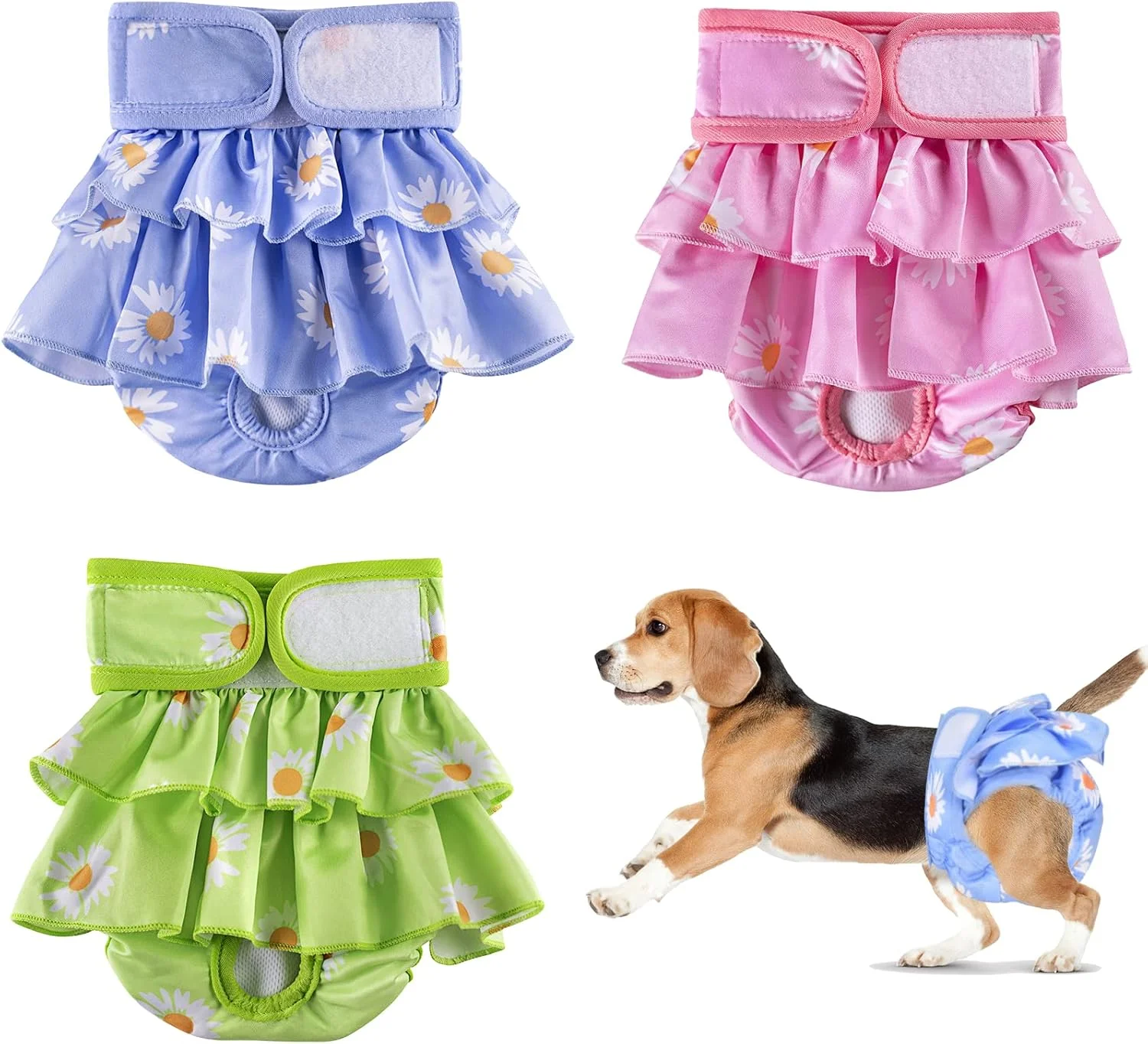 پوشک سگ، قابل شستشو، کمربند تربیت سگ، ست 3 عددی، پوشک سگ، شلوار قاعدگی، دامن، روکش پوشک سگ، سایز M، برای سگ های پسر و دختر، سگ های کوچک و متوسط، پوشک سگ، بی اختیاری، قابل استفاده مجدد، قابل تنظیم، دوران شیردهی