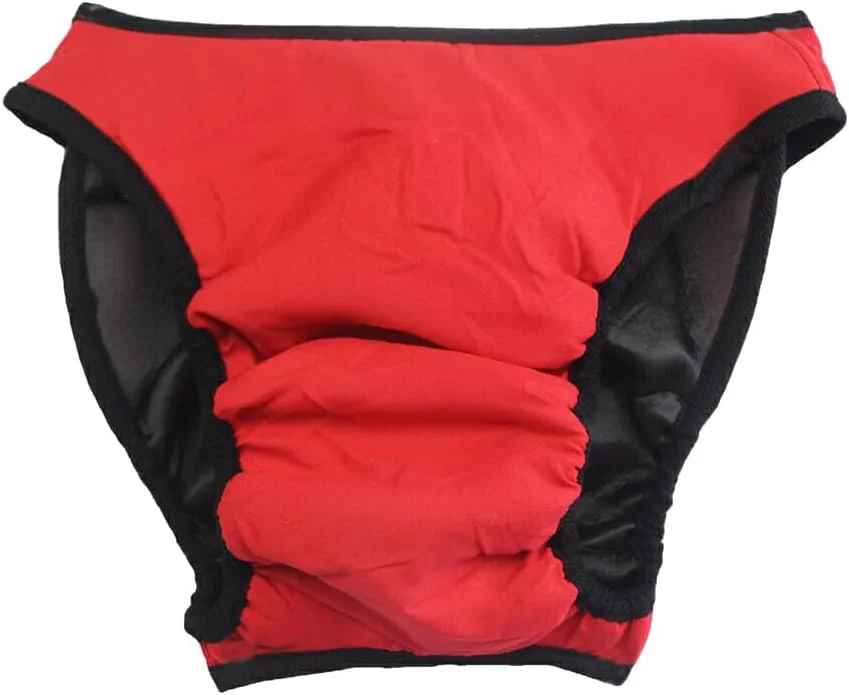 شورت سگ ماده قابل شستشو، تنفس پذیر و راحت، دارای آستر مشبک جاذب، رنگ قرمز Xiqing، سایز L