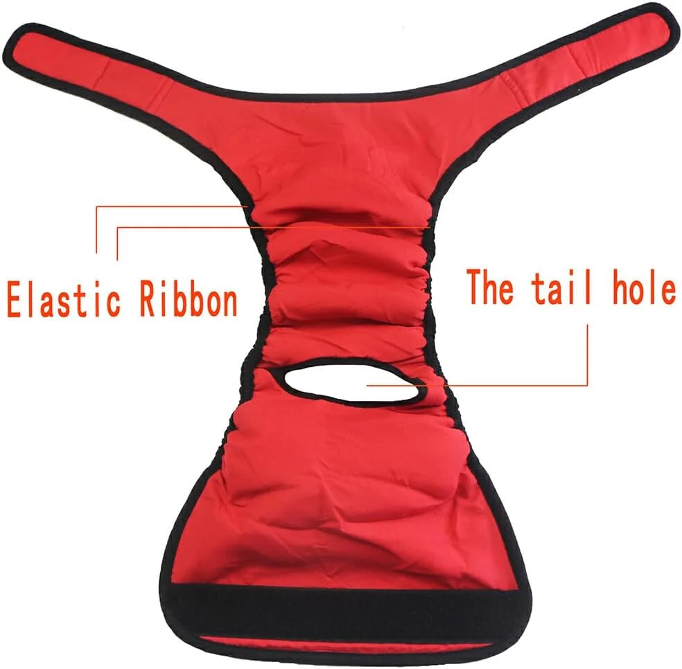 شورت سگ ماده قابل شستشو، تنفس پذیر و راحت، دارای آستر مشبک جاذب، رنگ قرمز Xiqing، سایز L