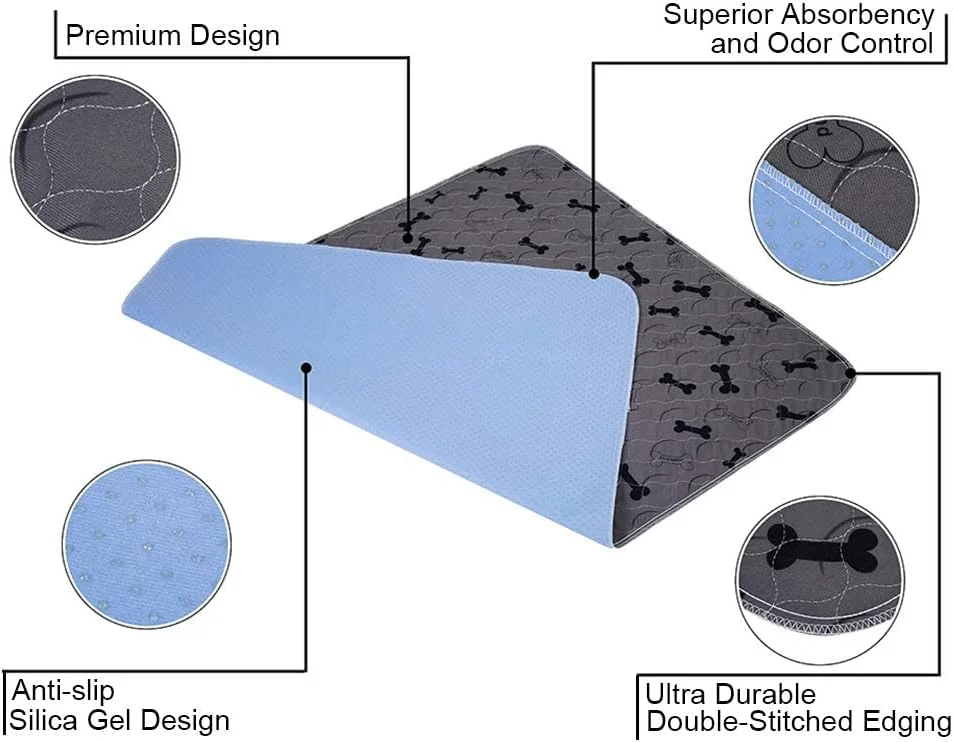 پدهای ادرار سگ قابل شستشو به همراه دستکش های نظافت رایگان، پدهای ضد لغزش سگ با جذب عالی ادرار، پدهای ادرار توله سگ قابل استفاده مجدد برای زایمان، آموزش دستشویی، بازی