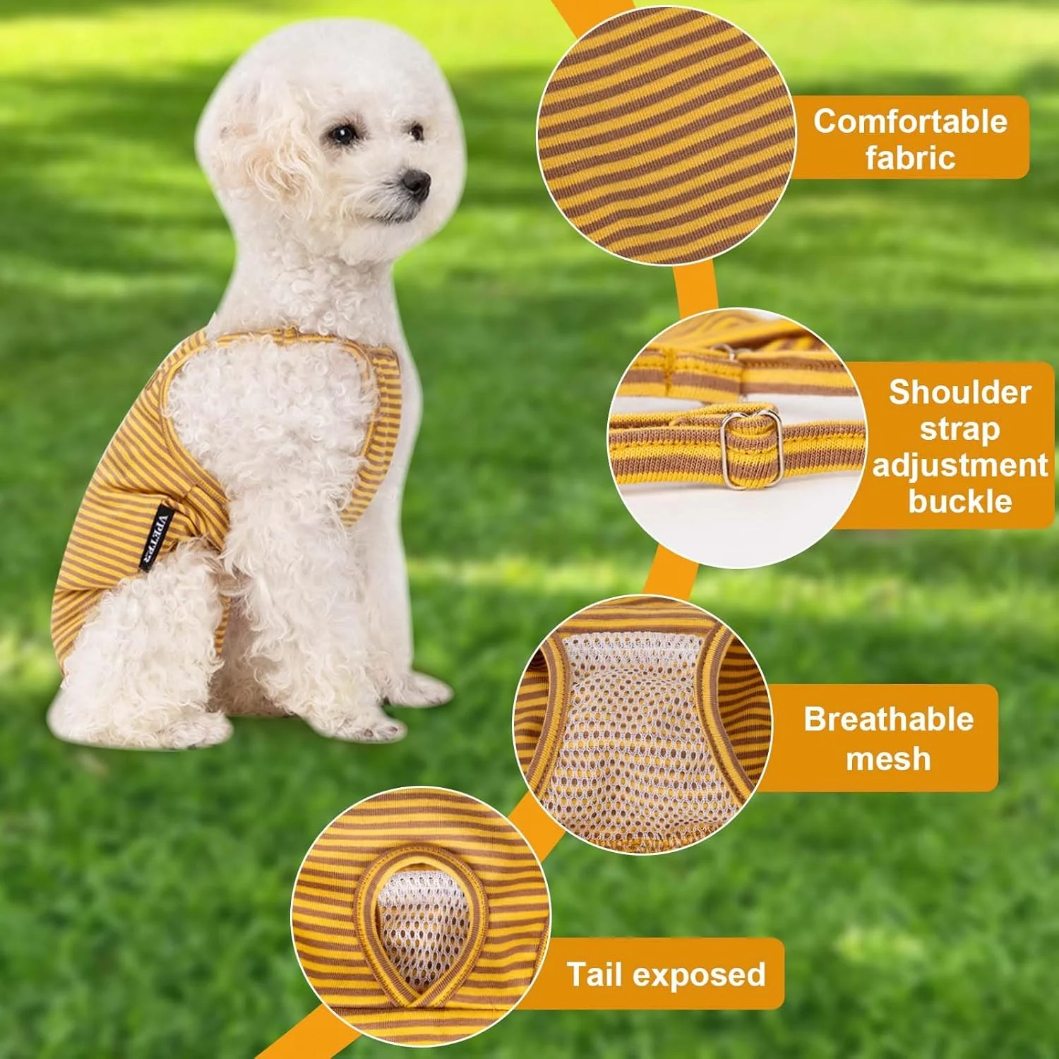 شورت بهداشتی قابل شستشو برای سگ ها - پوشک سگ قابل استفاده مجدد برای سگ های ماده در دوره فحلی - شورت ضد ماسک قابل تنظیم - محافظت در برابر دوره و بی اختیاری (L)