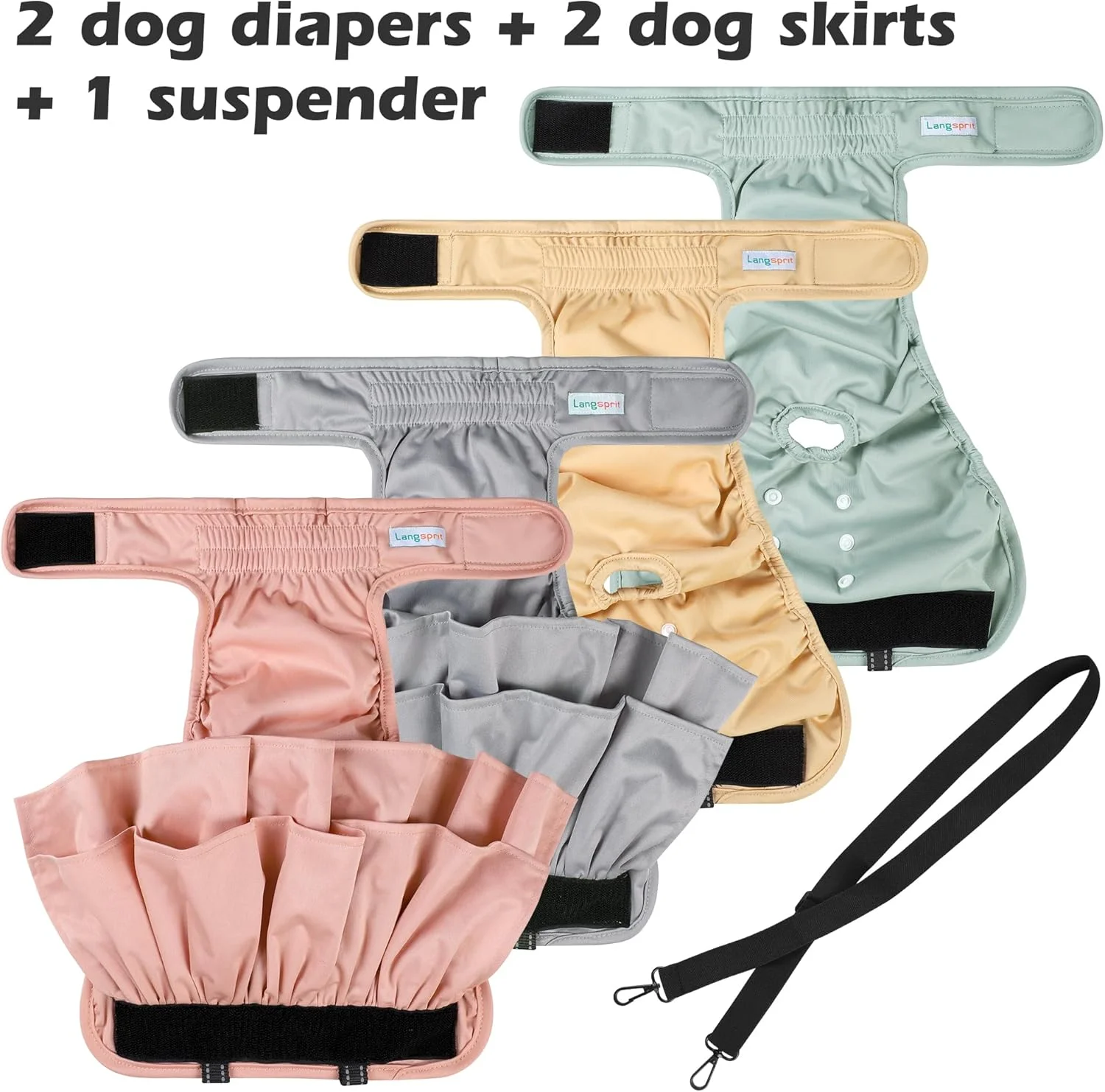 پوشک سگ ماده قابل شستشو (بسته 4 عددی)، پوشک سگ دخترانه قابل استفاده مجدد، شورت، کمربند شکمی برای دوره فحلی حیوانات خانگی، مدفوع کردن، ادرار کردن، آموزش دستشویی، بی اختیاری، علامت گذاری، سایز خیلی بزرگ